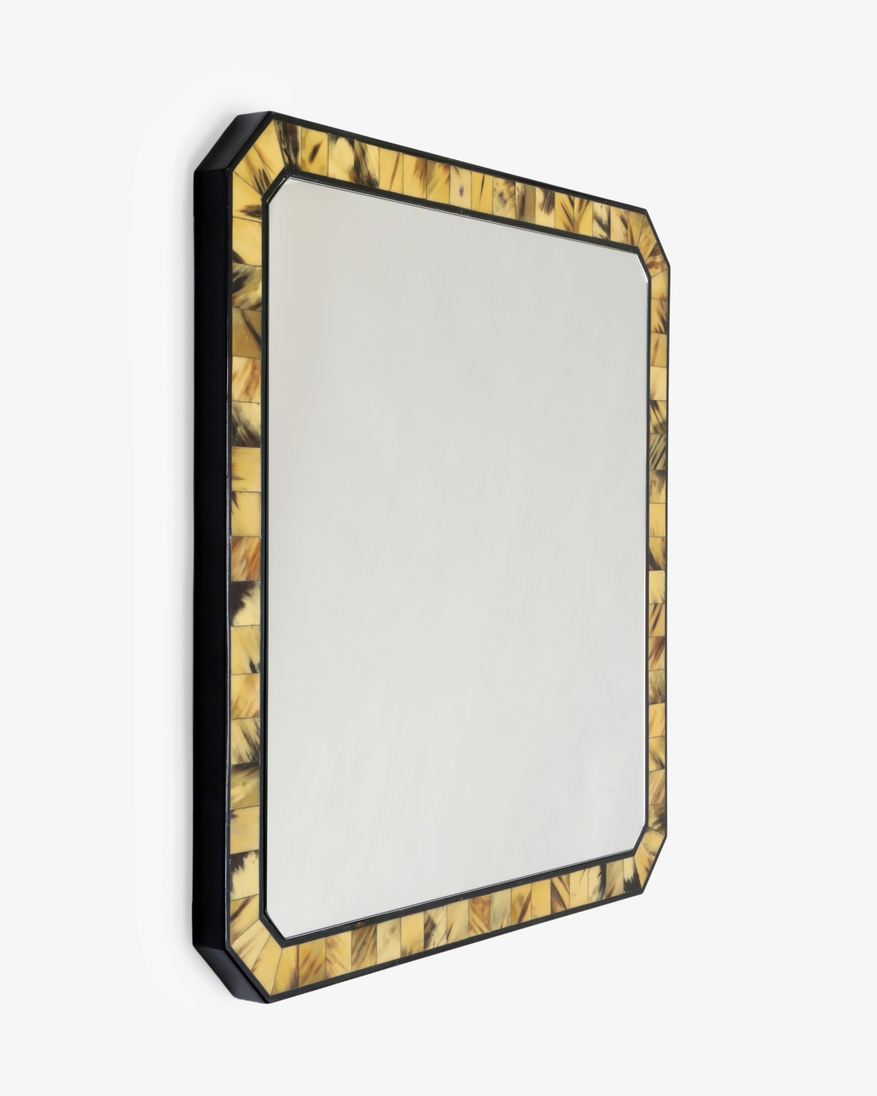 Horn and black lacquer mirror from the 1980s