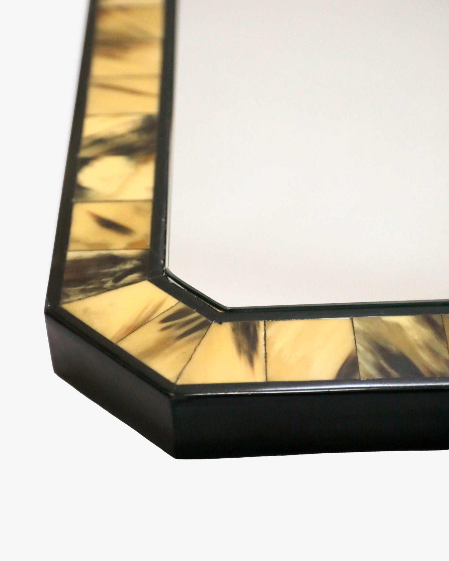 Horn and black lacquer mirror from the 1980s