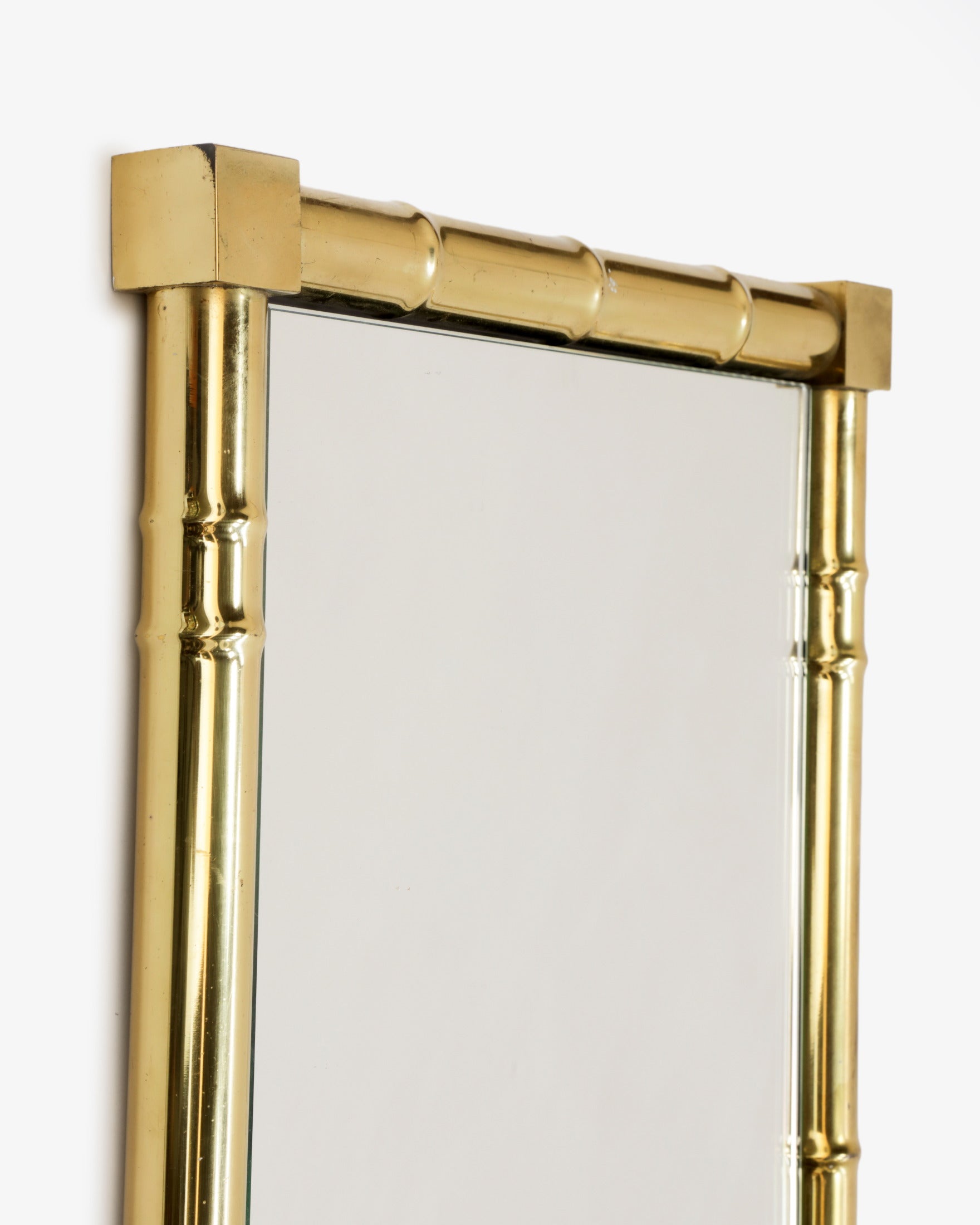 1970s brass bamboo mirror