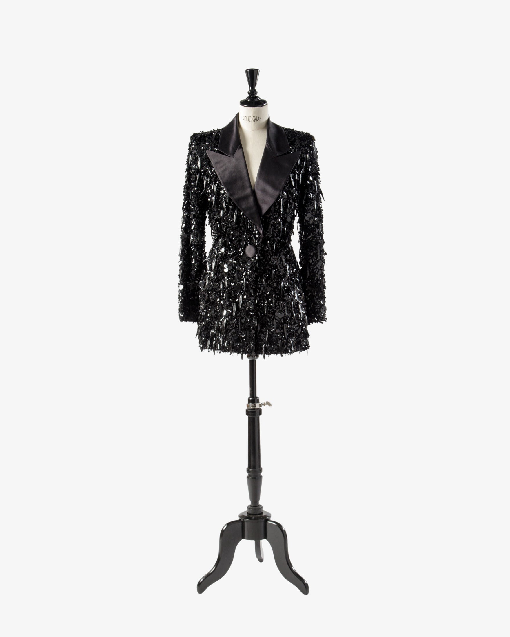 Lancetti black blazer with sequins and feathers
