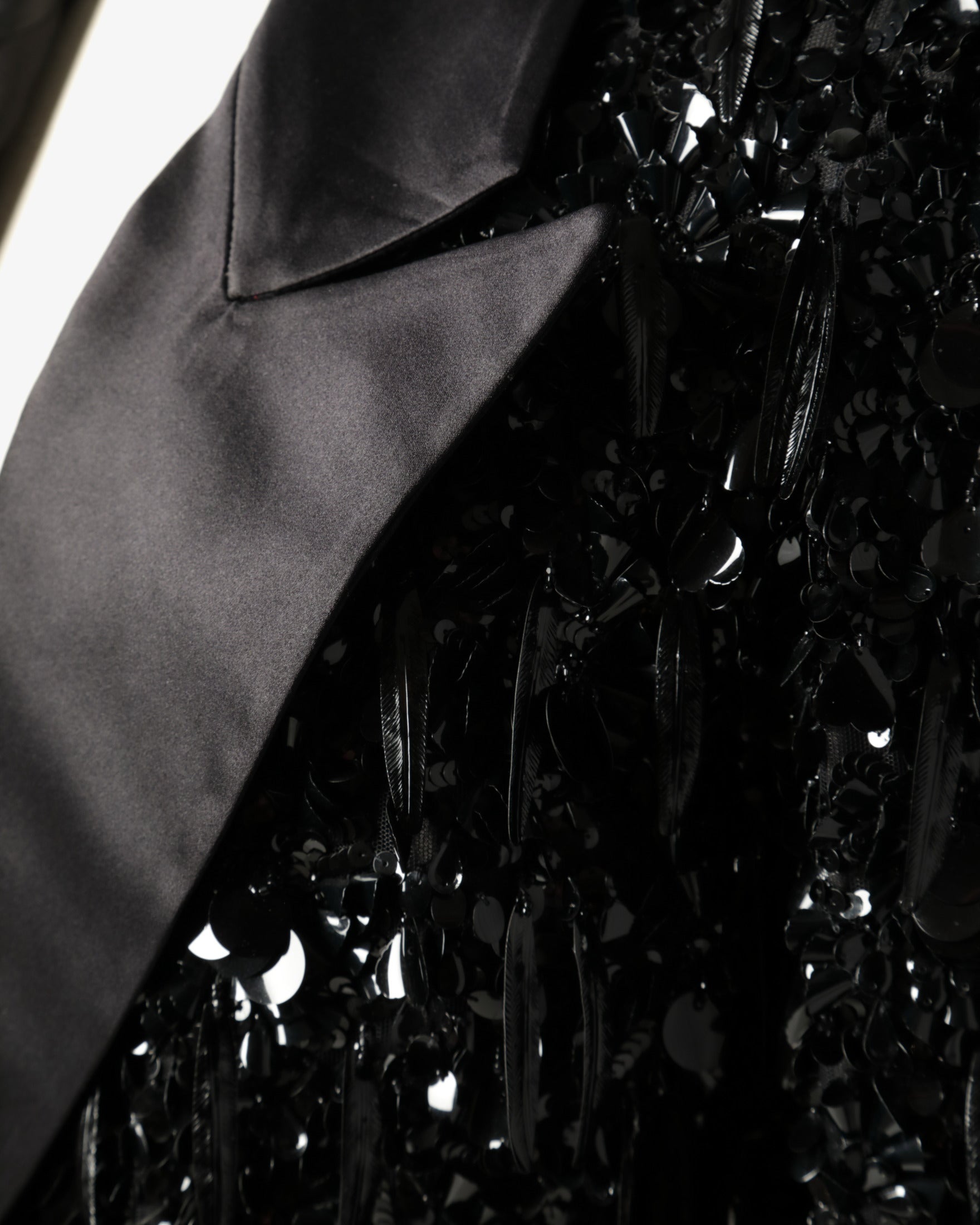 Lancetti black blazer with sequins and feathers