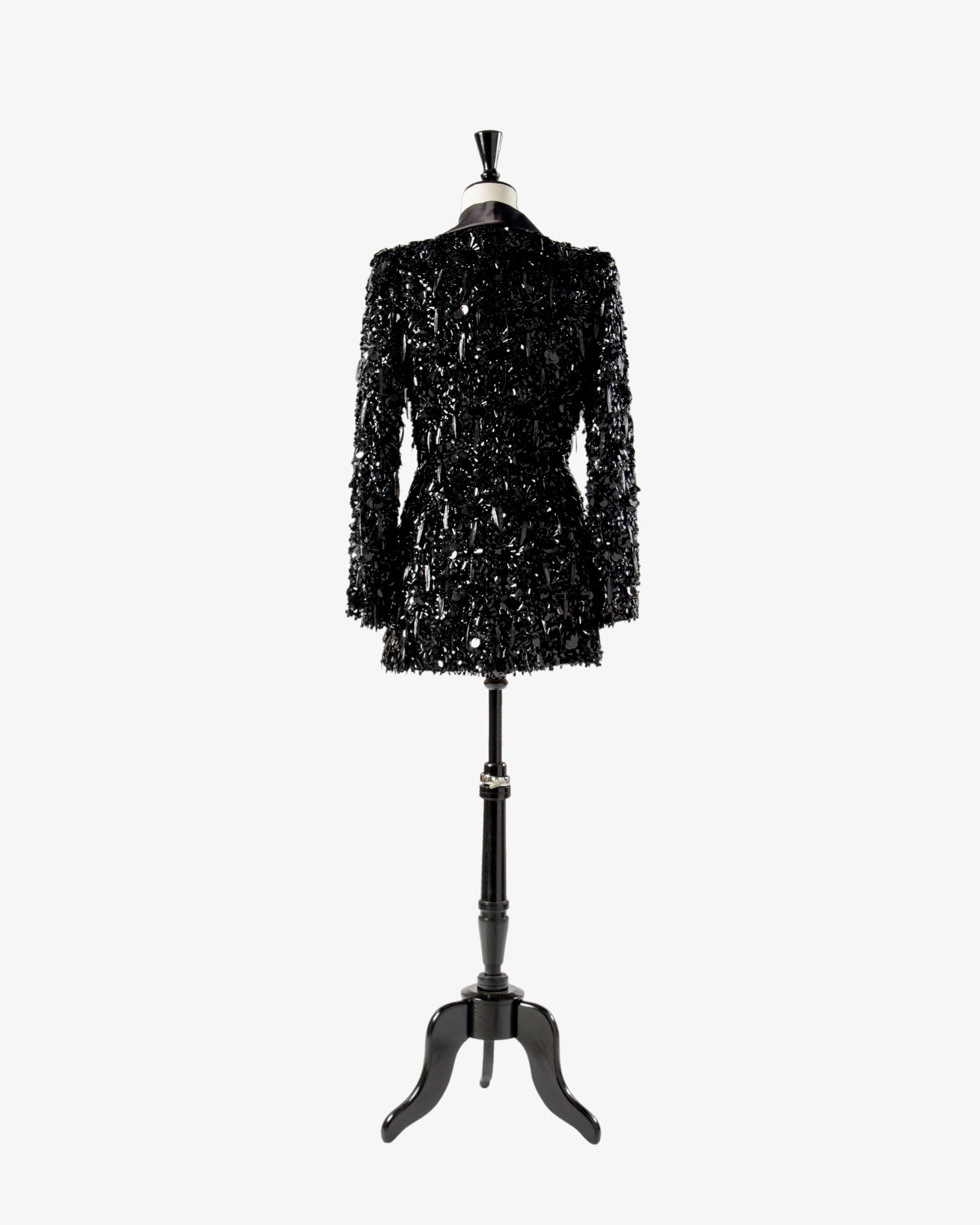 Lancetti black blazer with sequins and feathers