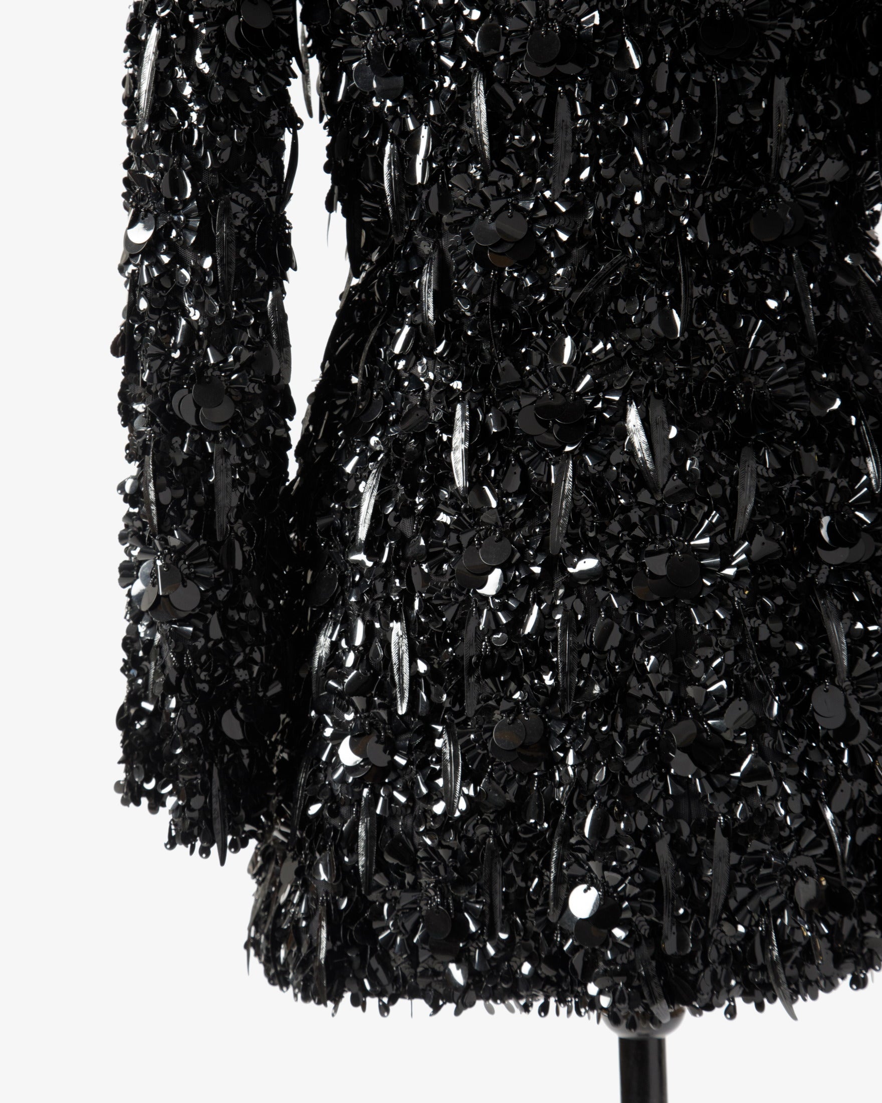 Lancetti black blazer with sequins and feathers