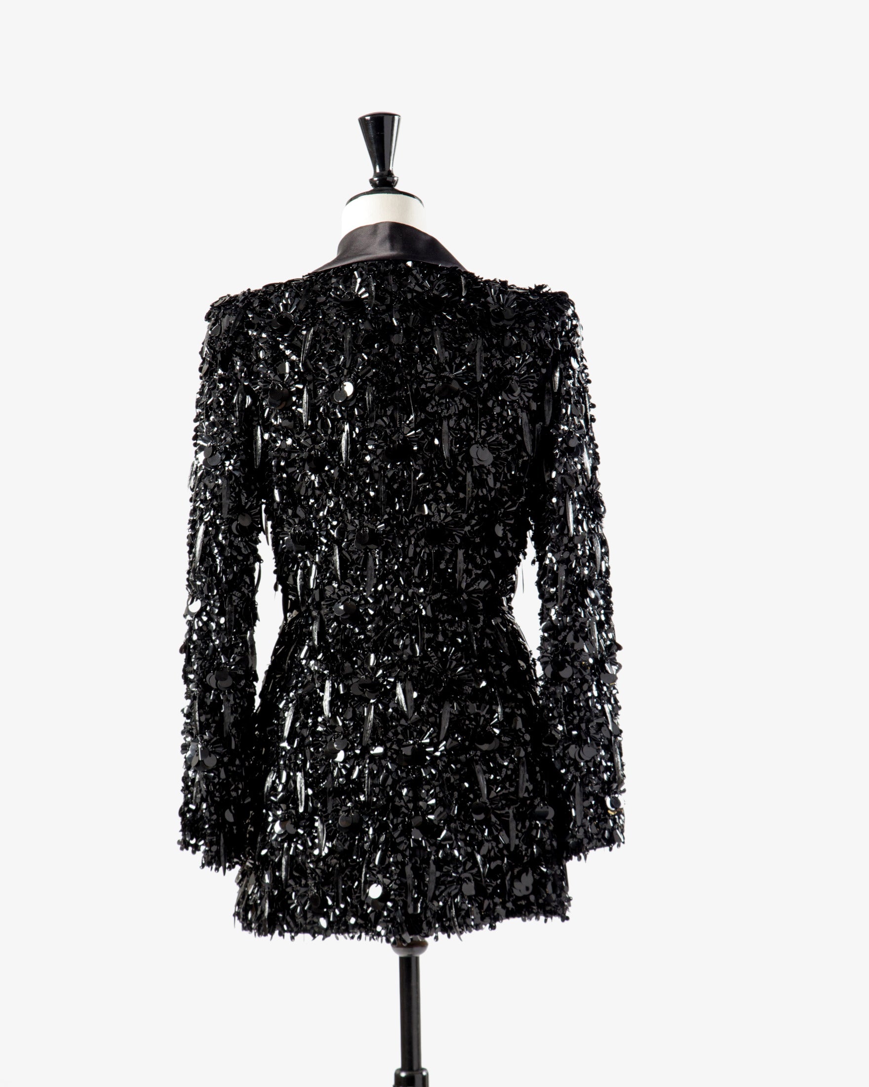 Lancetti black blazer with sequins and feathers