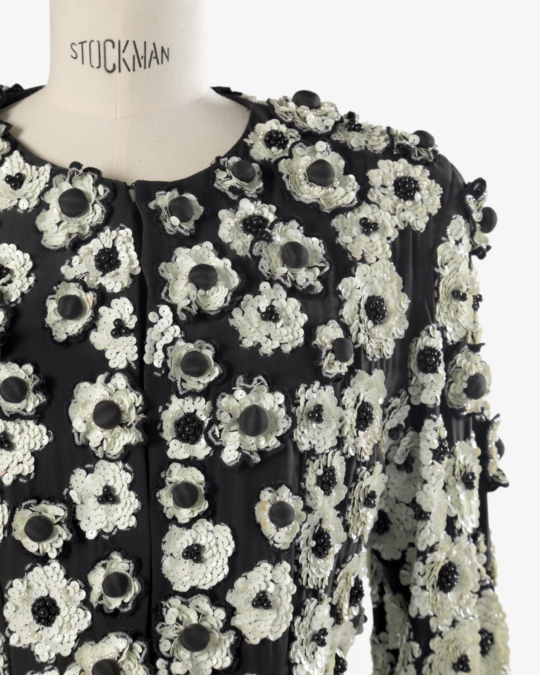 Furstenberg black and white sequined flower jacket