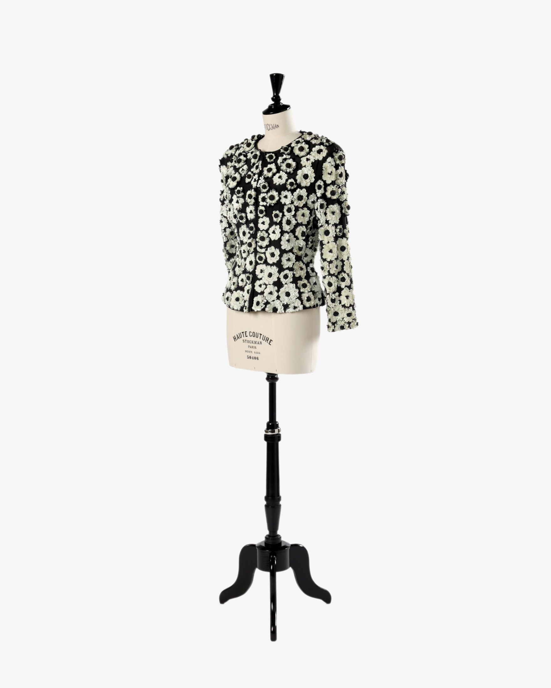 Furstenberg black and white sequined flower jacket