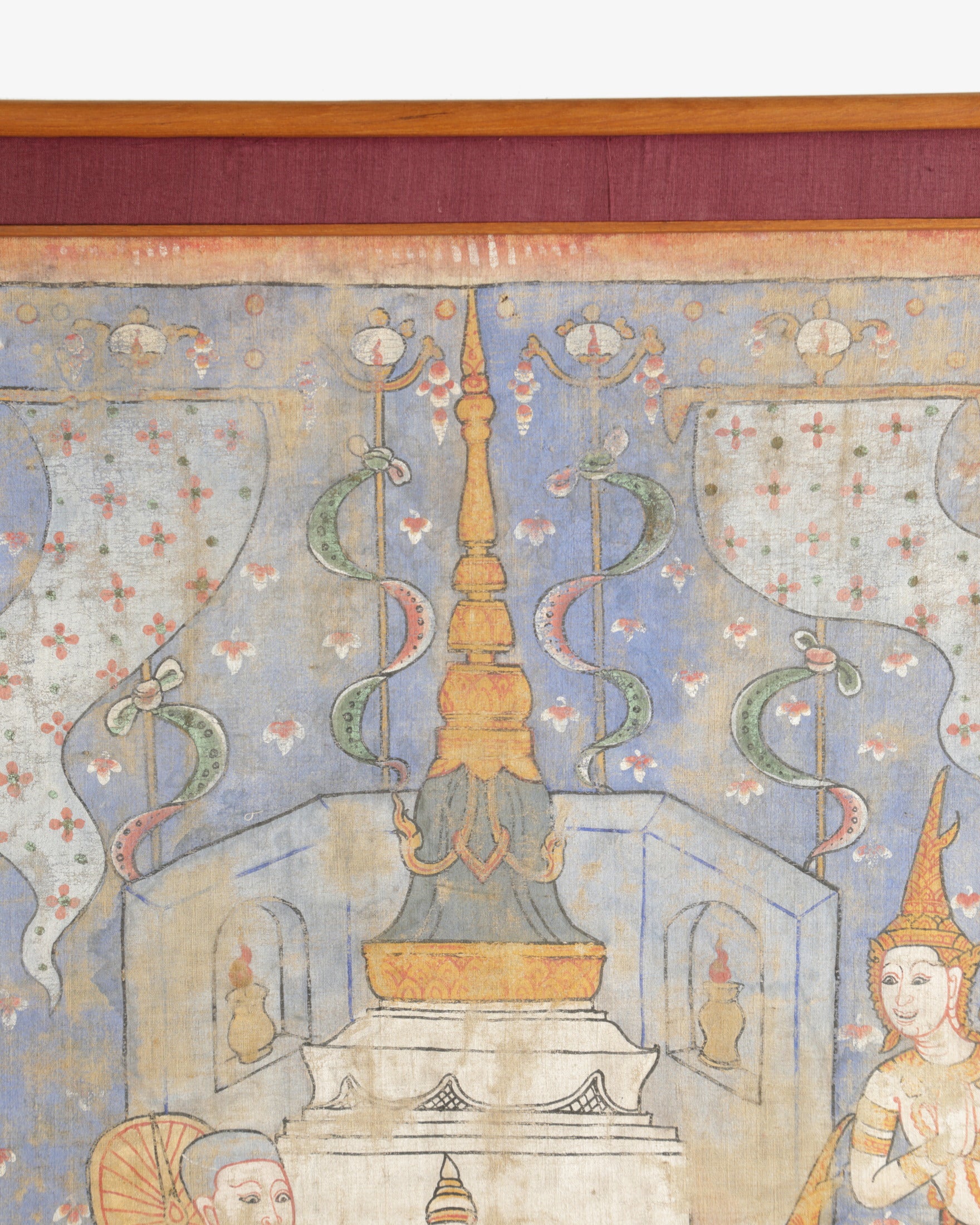 Painting on fabric Buddhist Temple Scene