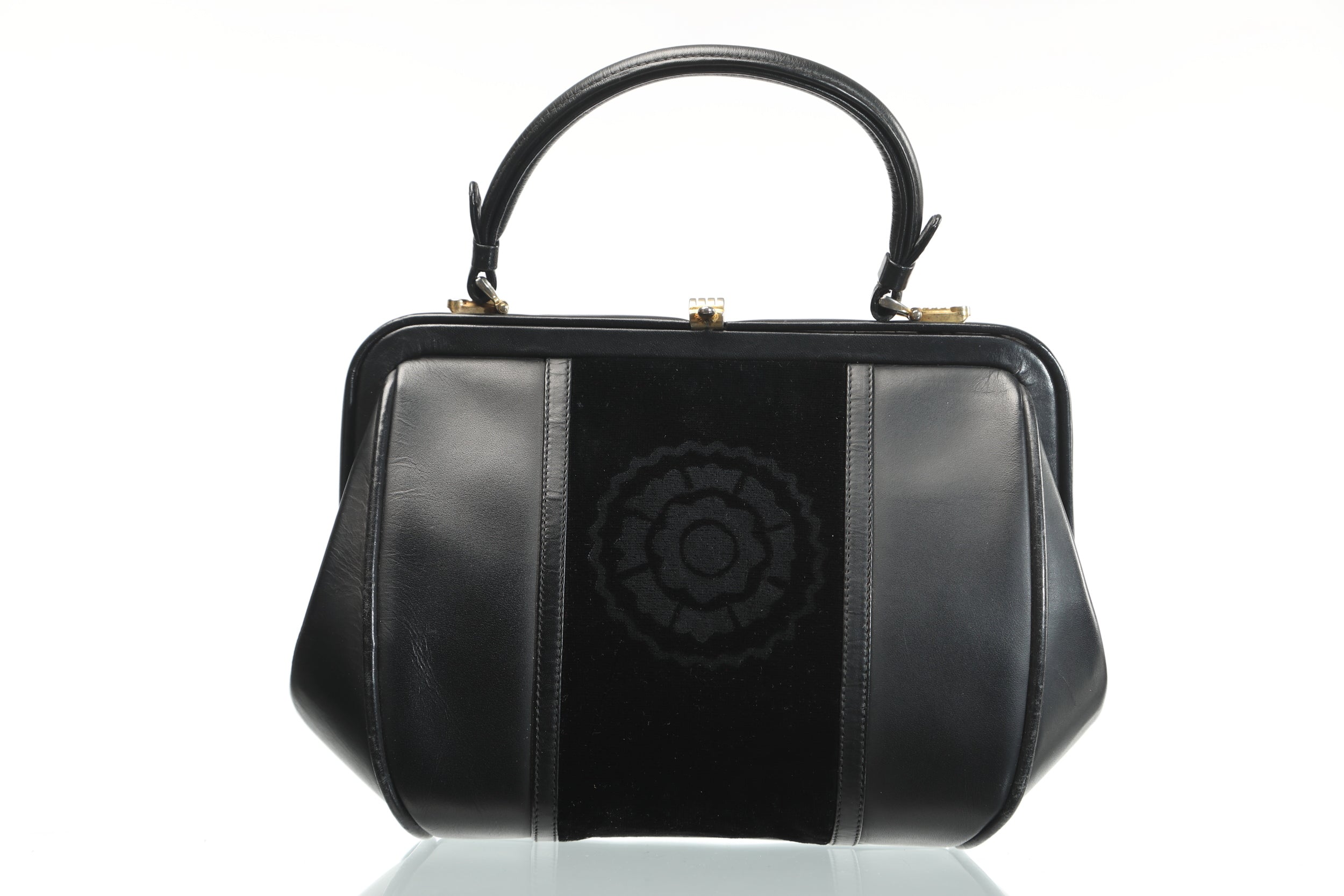 1950s bag in black devorè velvet