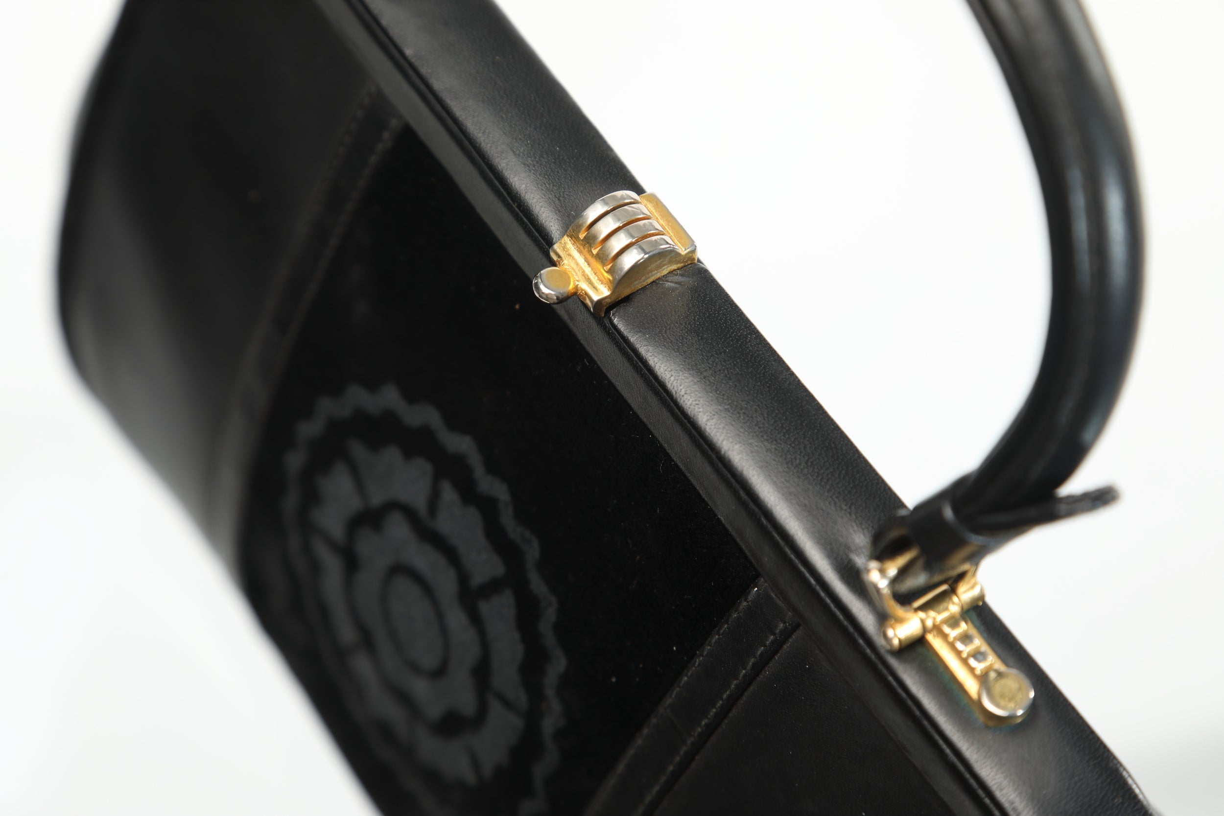1950s bag in black devorè velvet
