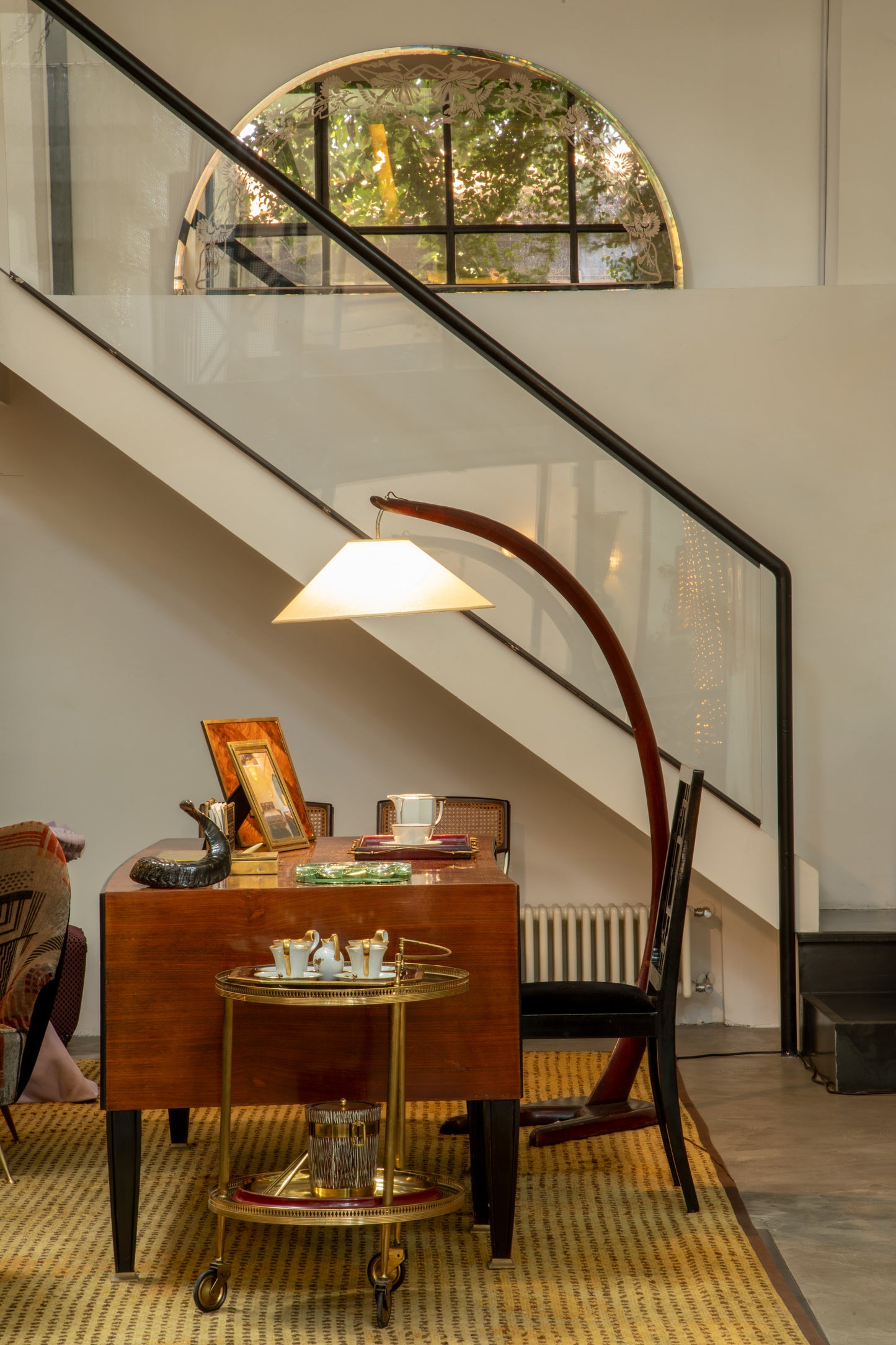 60's smoked curved mirror