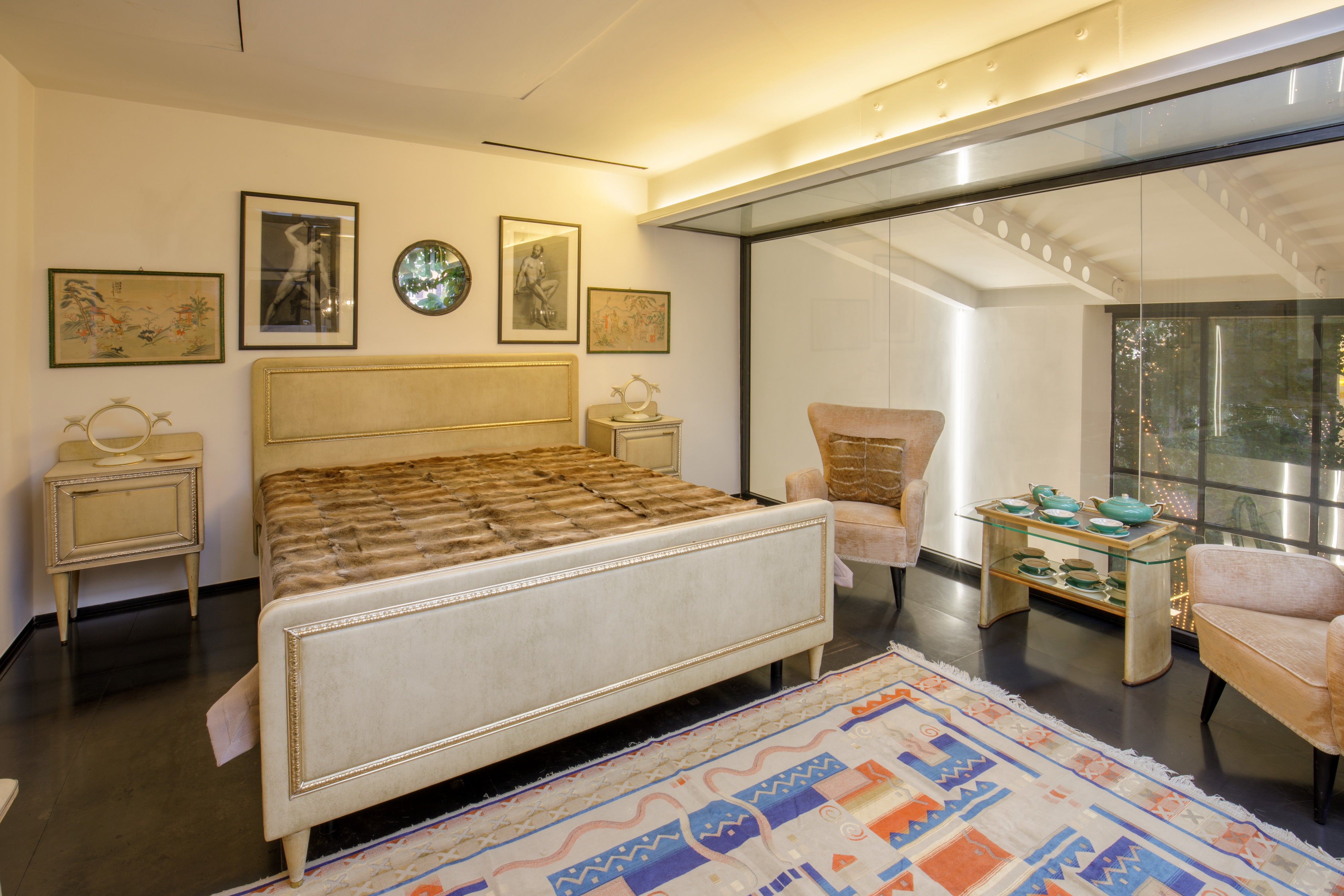 Umberto Mascagni double bed frame from the 1950s