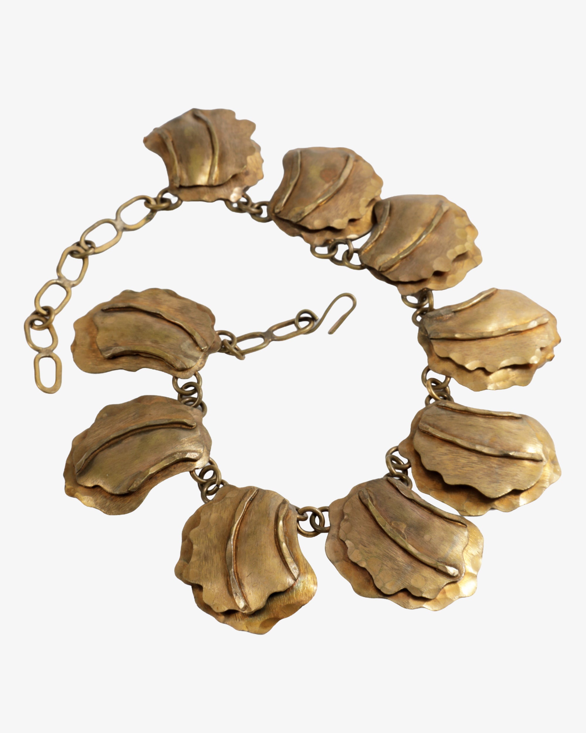Gold metal necklace with petals