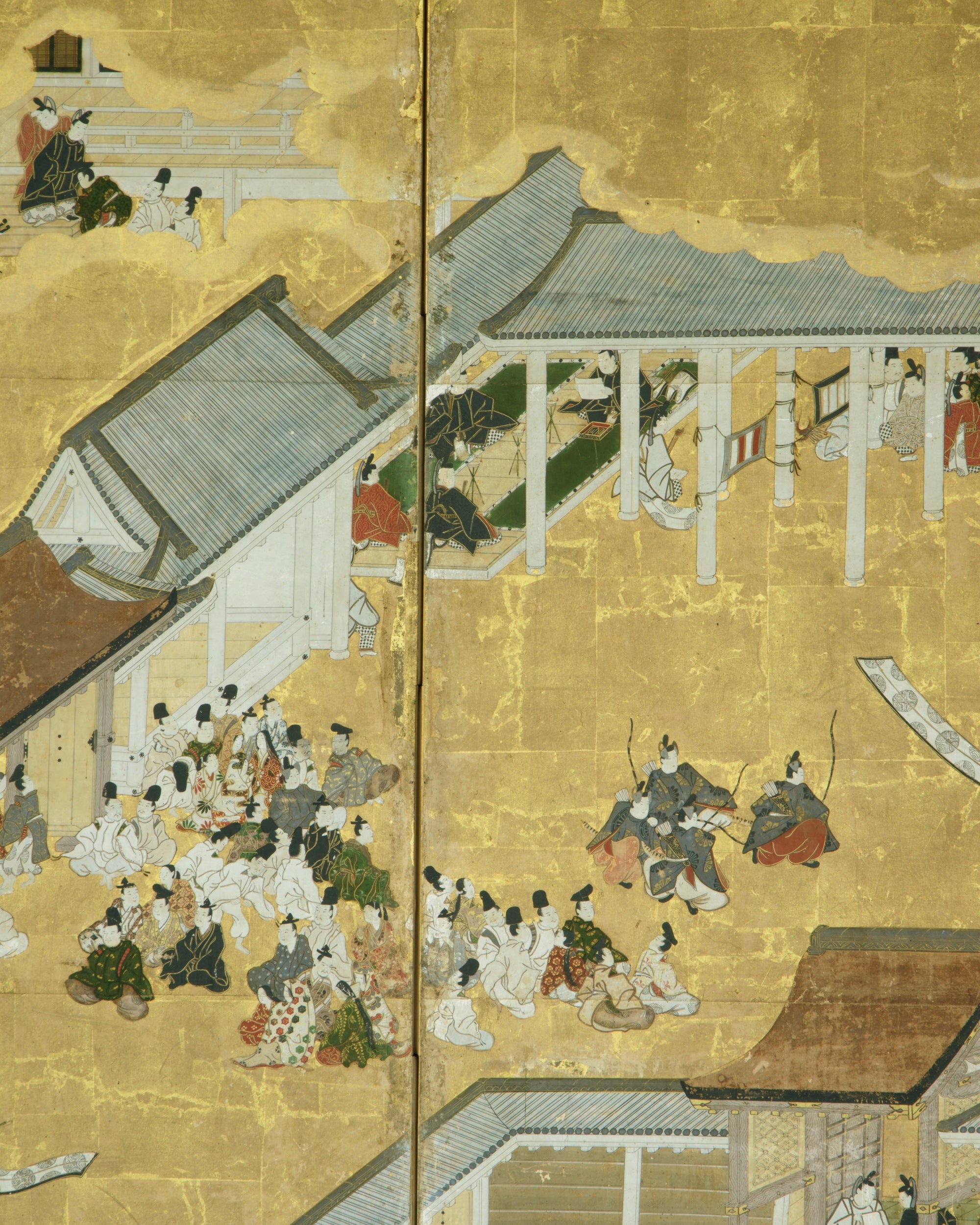 Folding screen with court scenes and ceremonies