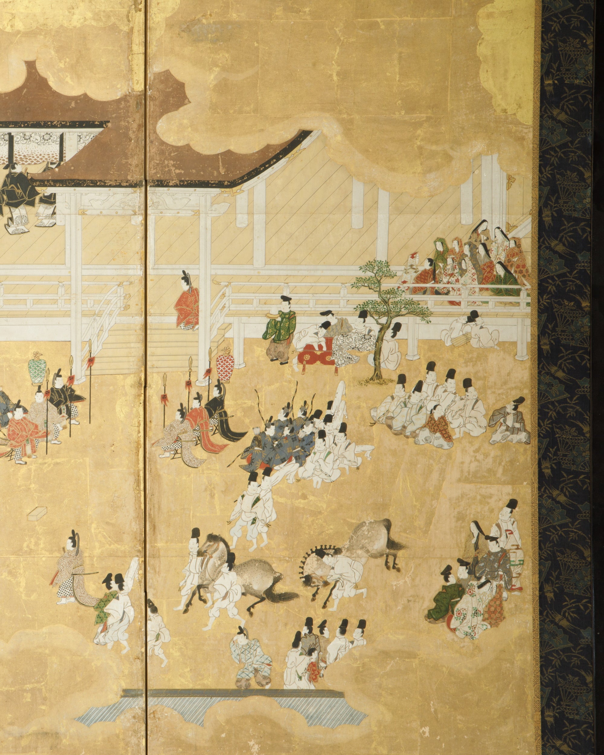 Folding screen with court scenes and ceremonies
