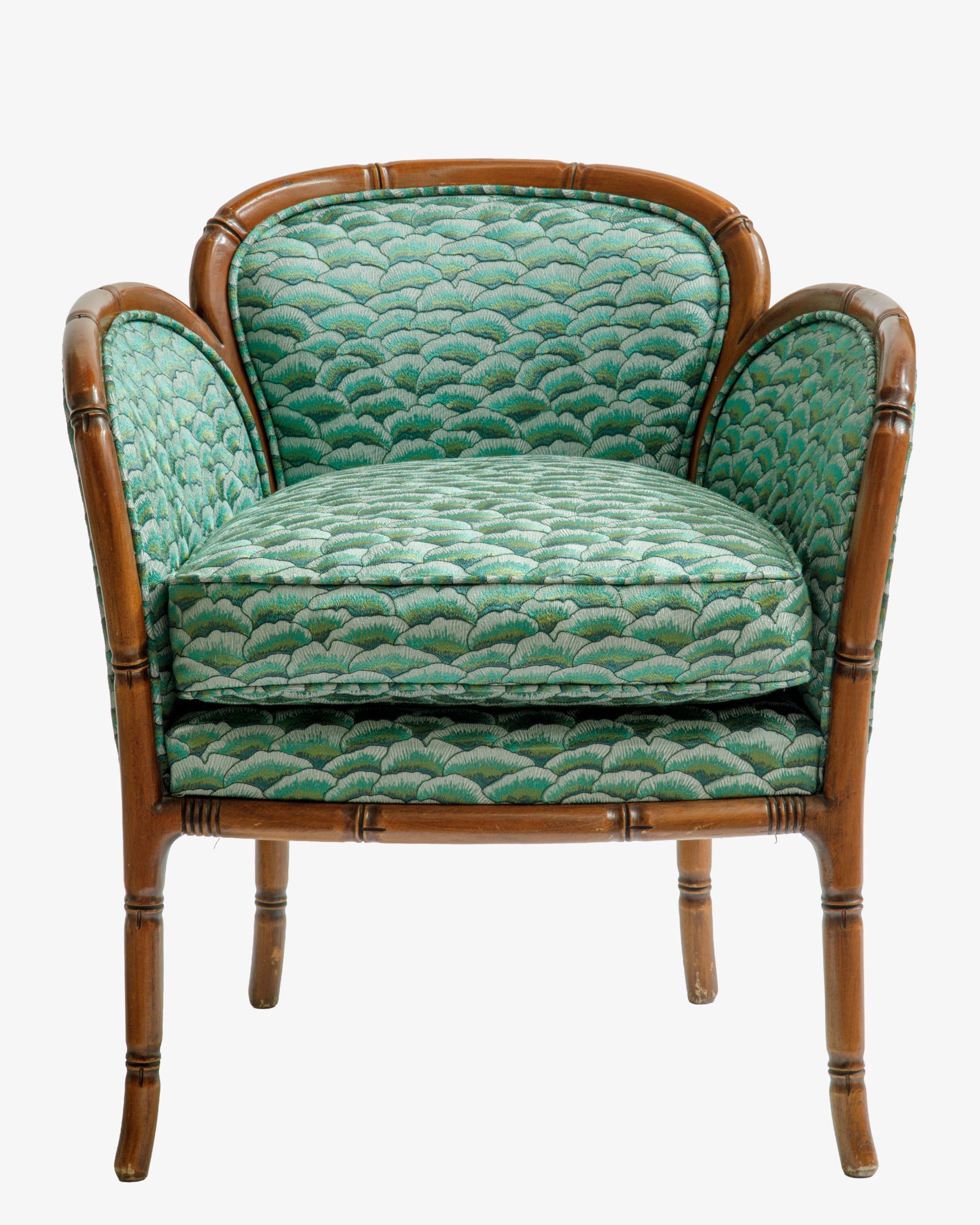 Four 1960s wicker armchairs reinterpreted by t r i p l e f