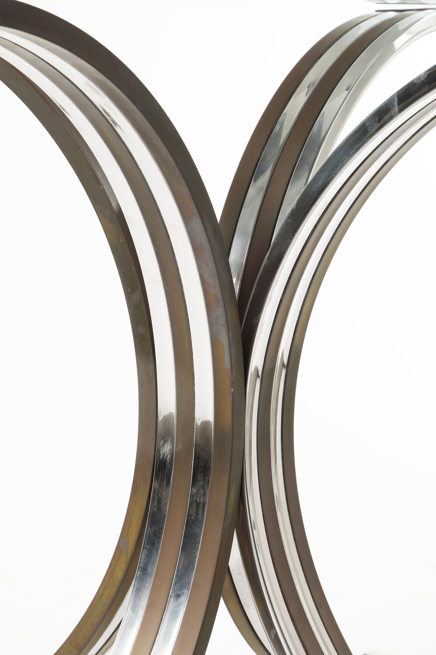 Romeo Rega octagonal table from the 70s in steel and glass