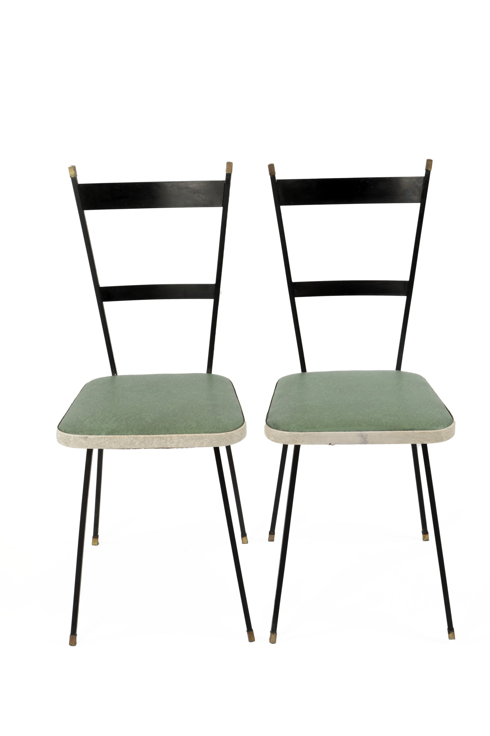 Pair of 1950s iron and skai chairs