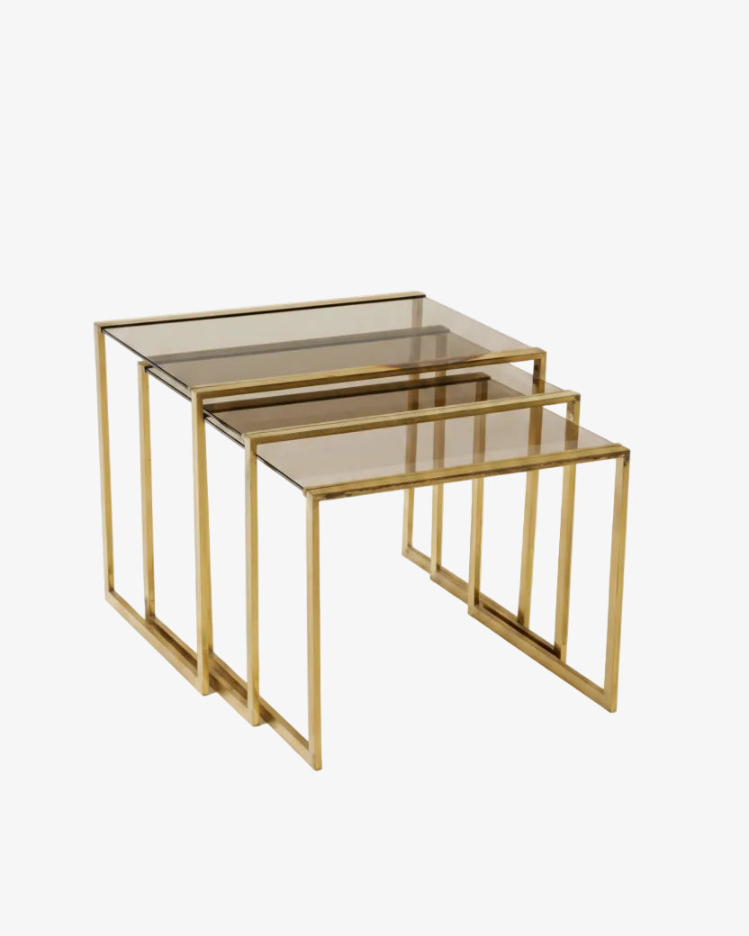 Triptych brass tables from the 70s