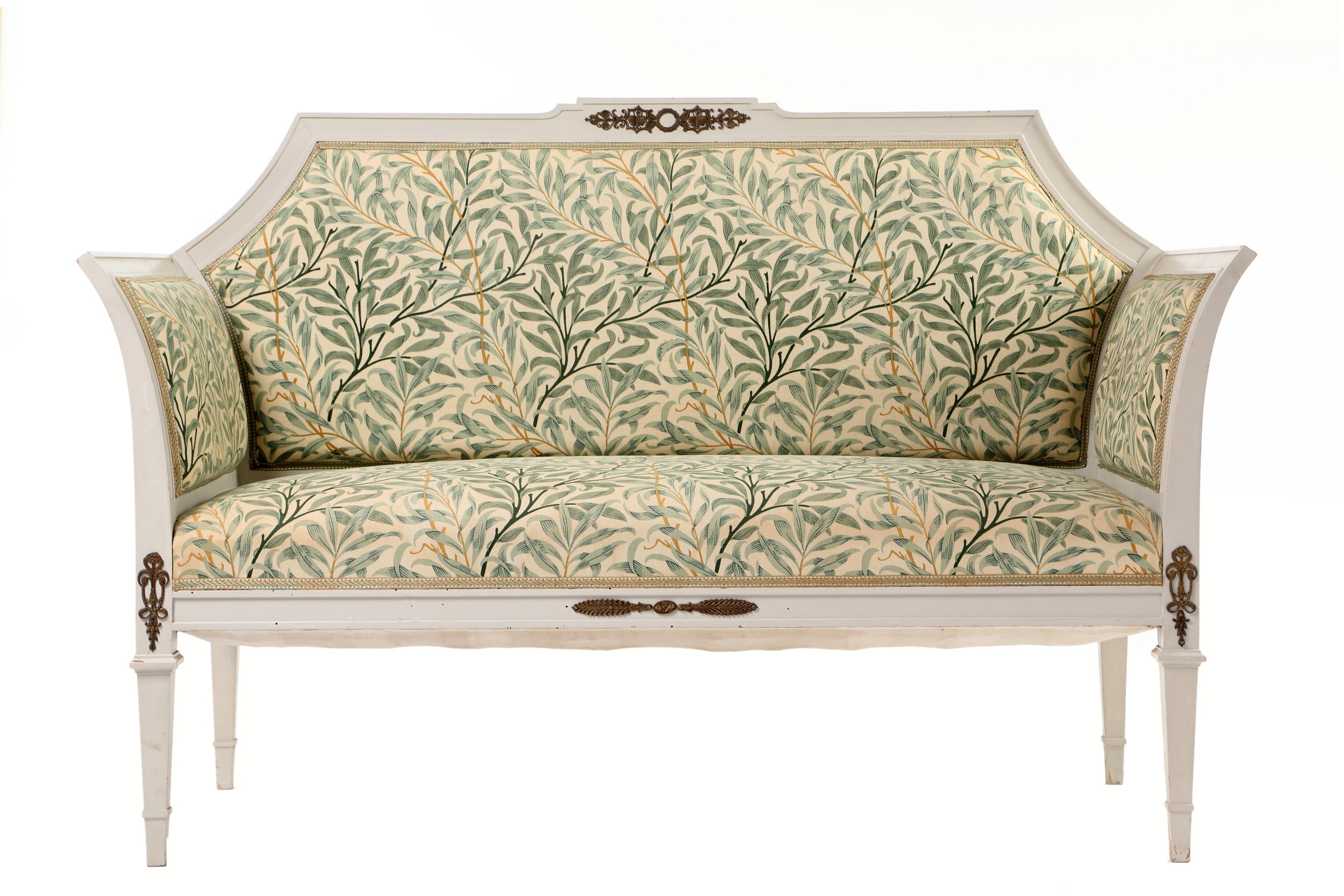 2 seater sofa from the 50s in ivory lacquered leaf print