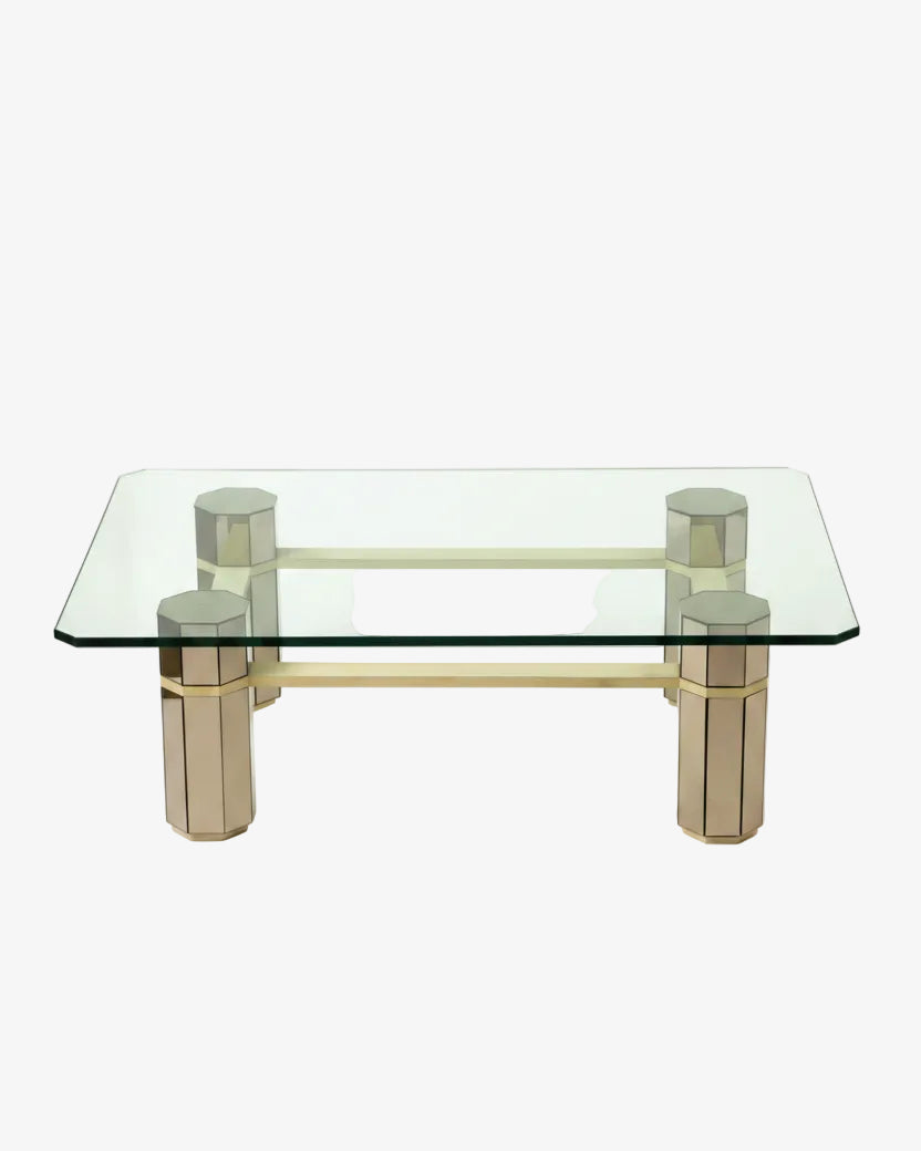 1970s glass and mirror living room table