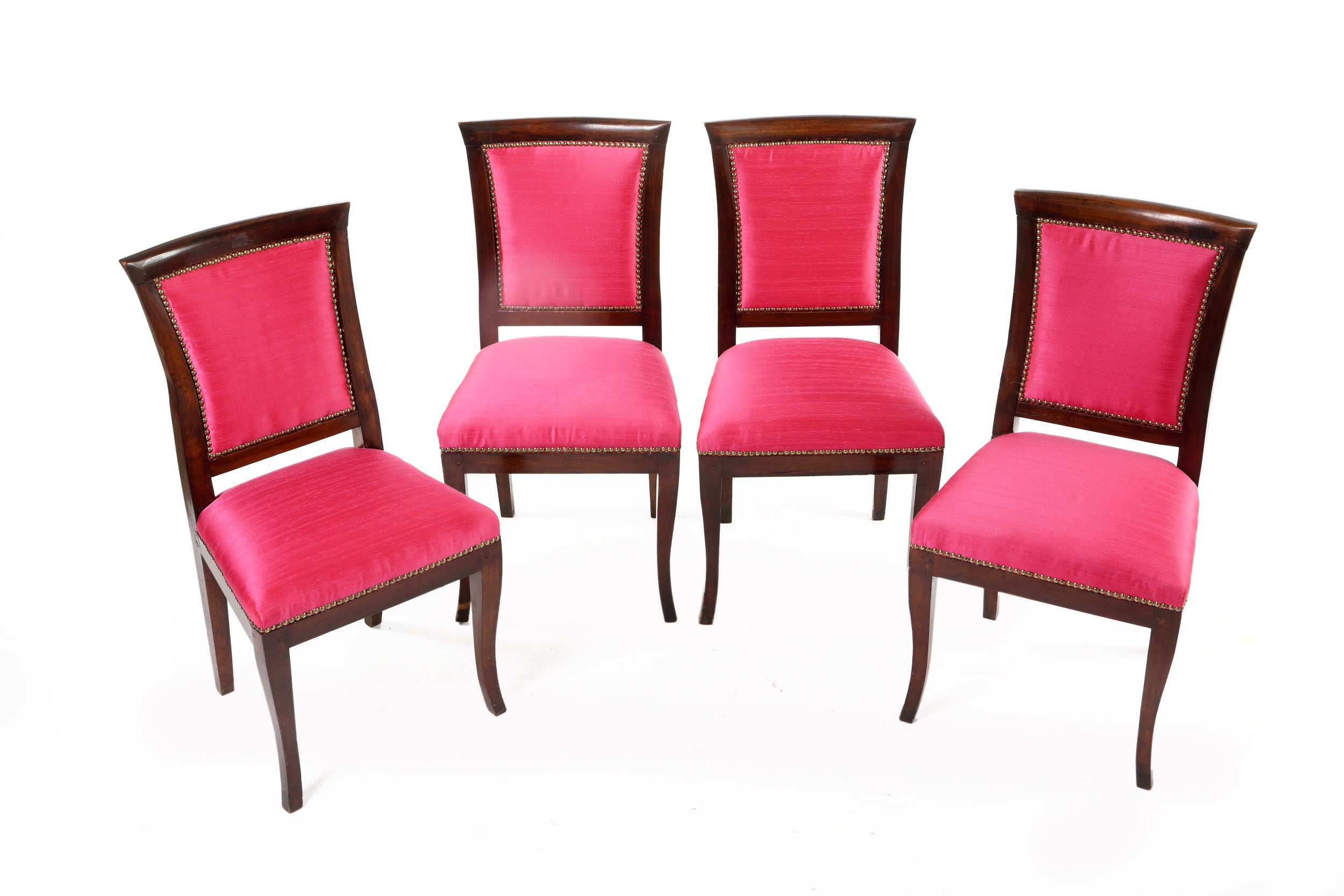 Four 50's chairs in pink fabric