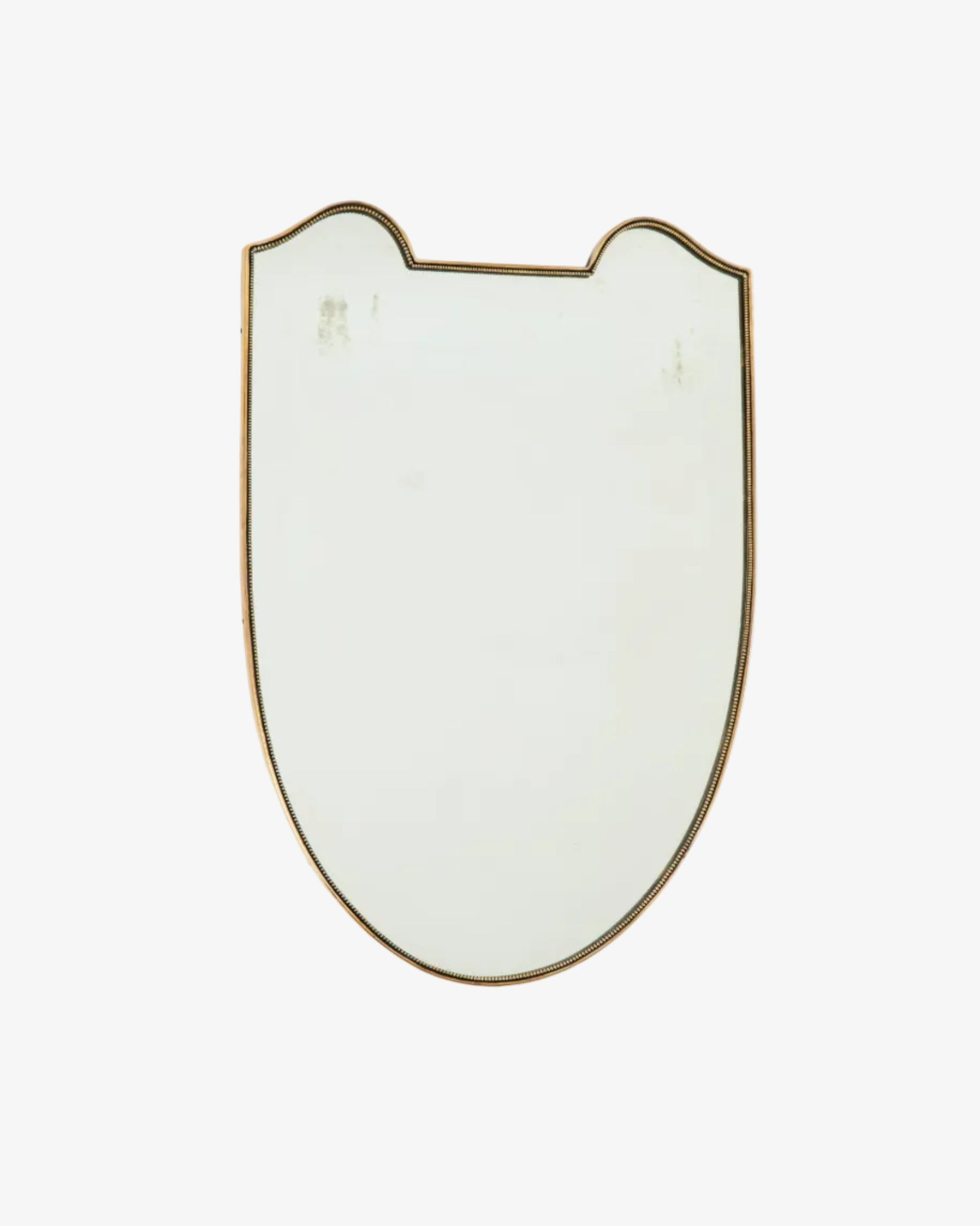 Brass shield mirror with worked edge, 1950s