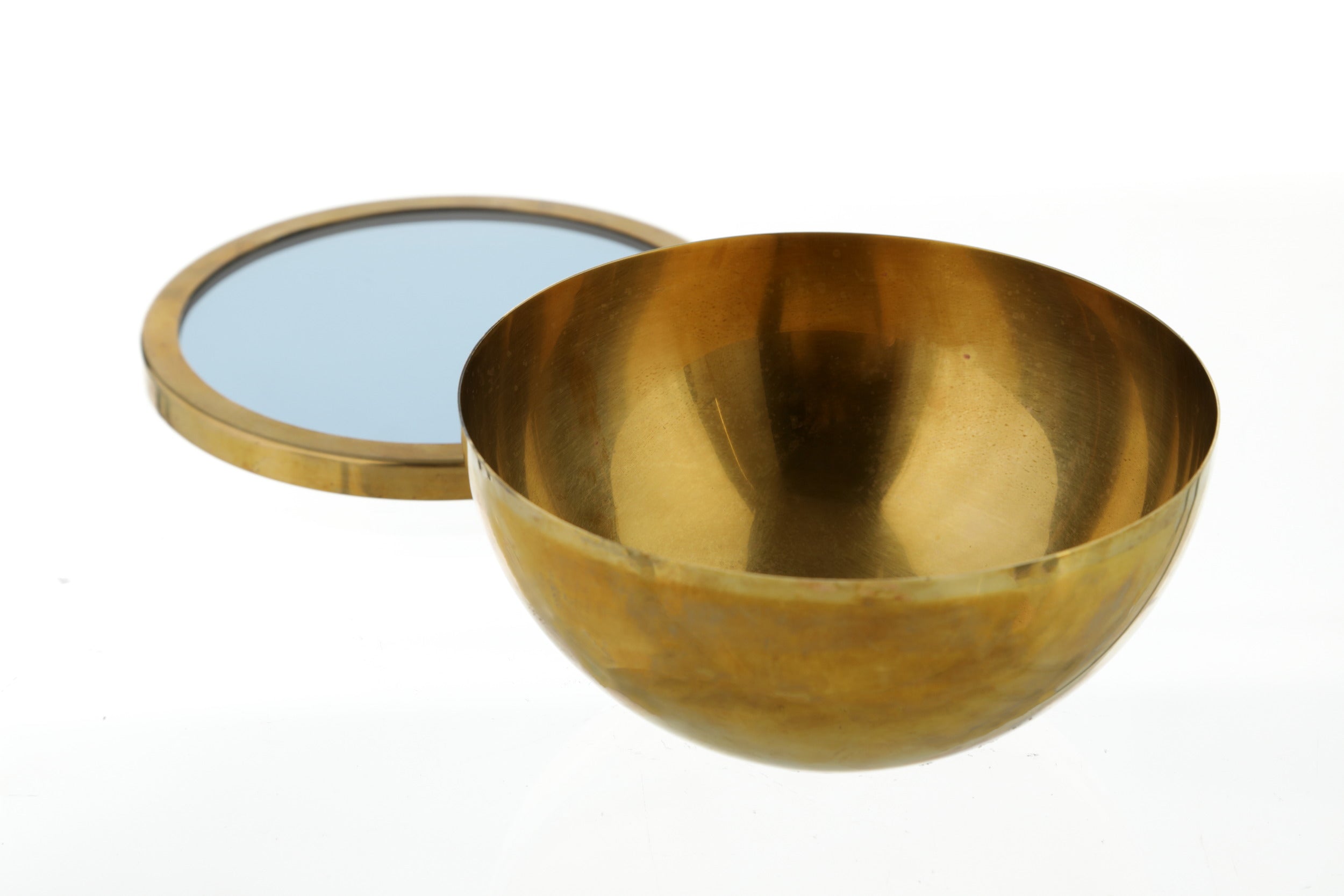 Spherical box in brass and glass from the 70s