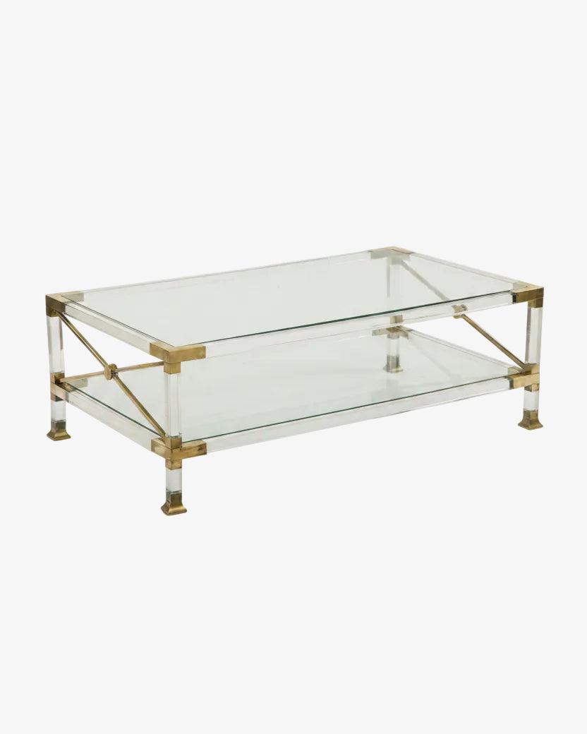 Perspex and brass lounge table from the 1970s