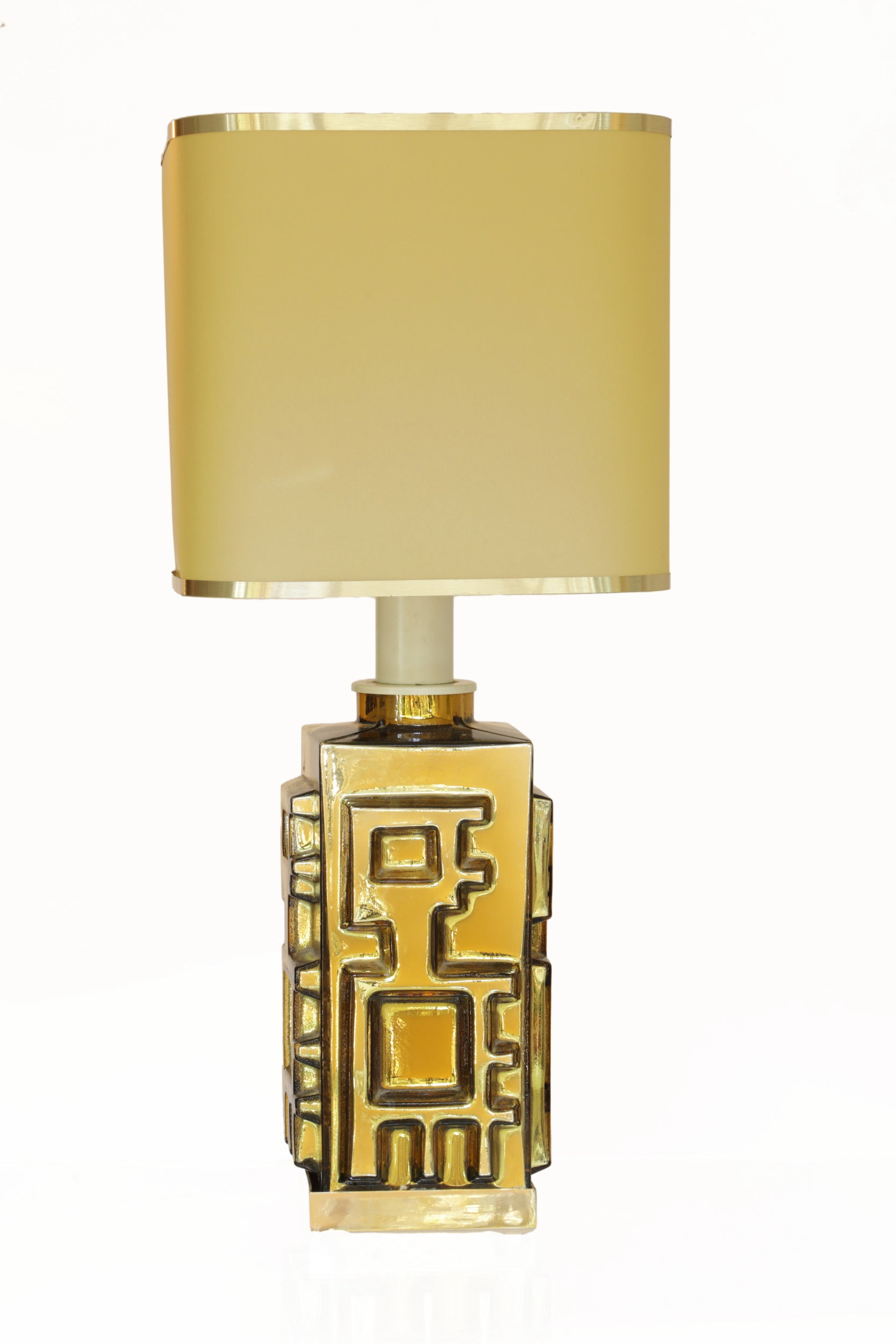 70's golden glass lamp