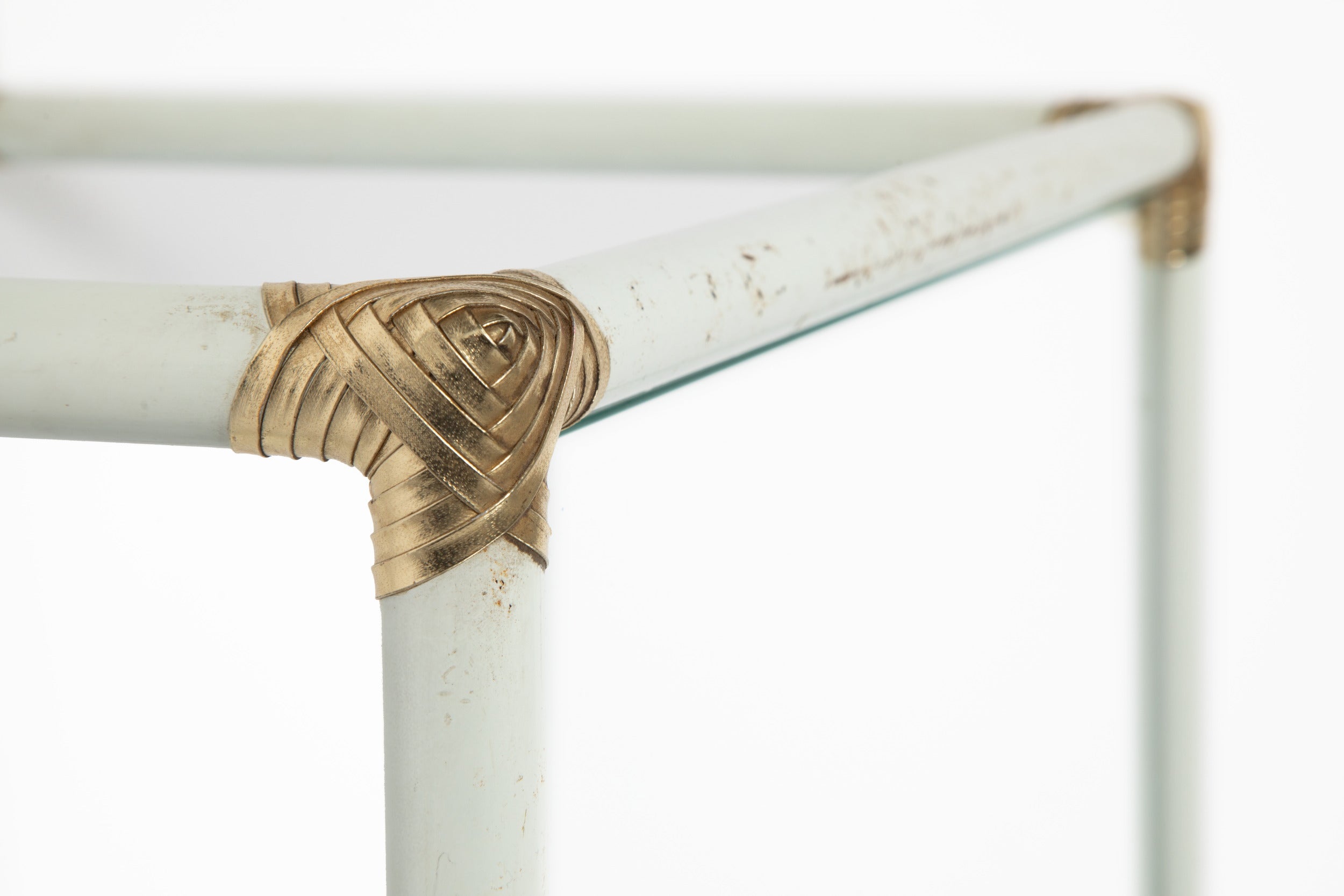 Triptych of ivory lacquered tables from the 70s