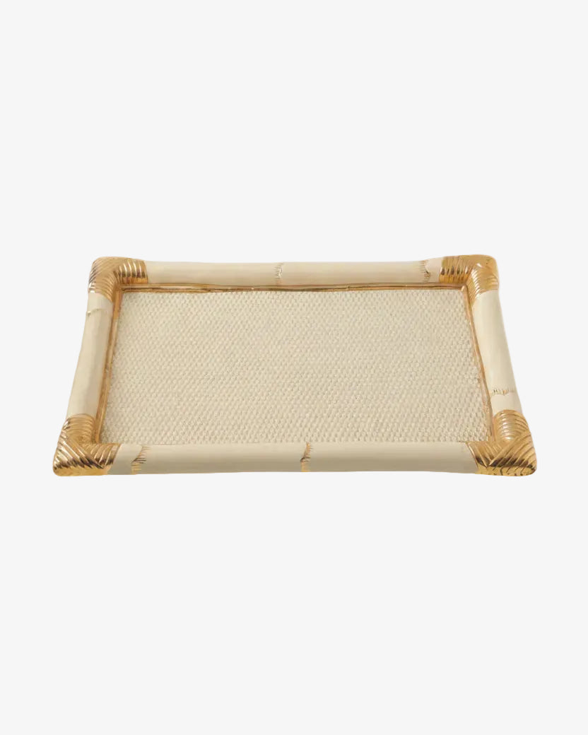Faux bamboo ceramic tray from the 70s