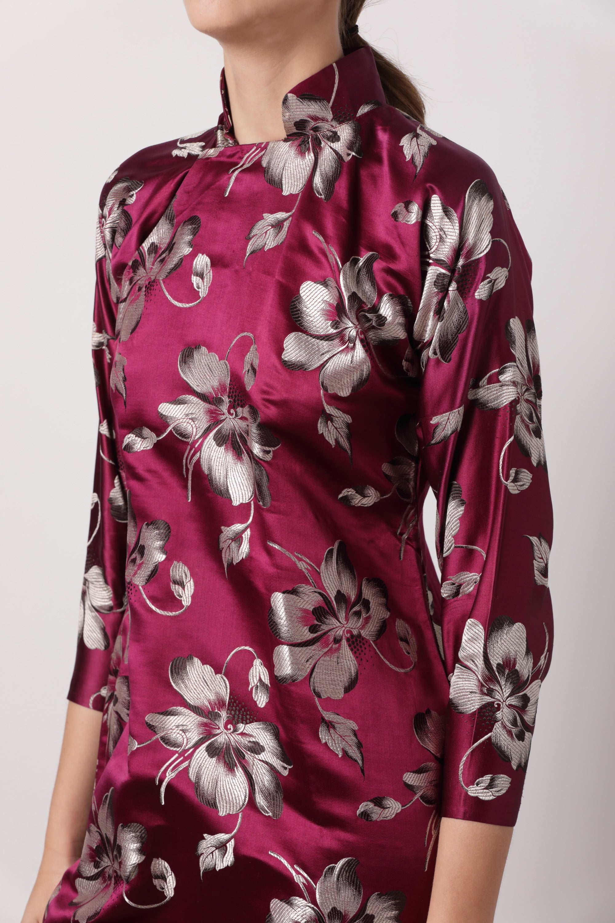 90s chinoiserie silk tailored suit
