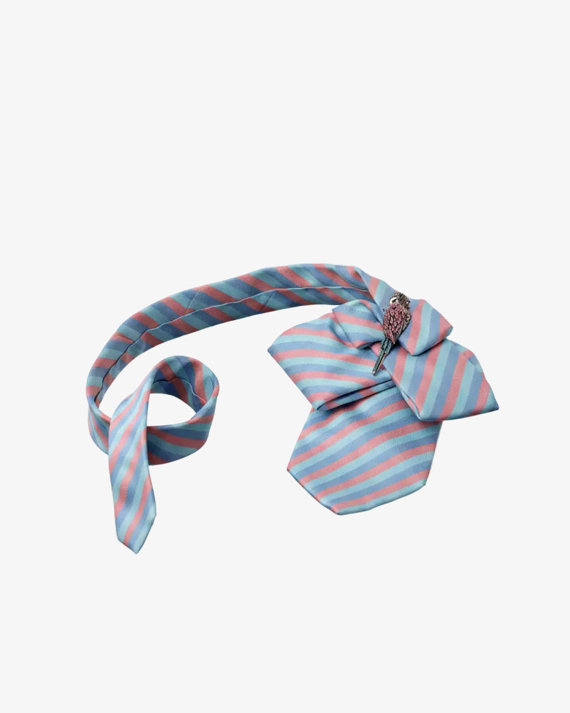 Striped silk tie scarf