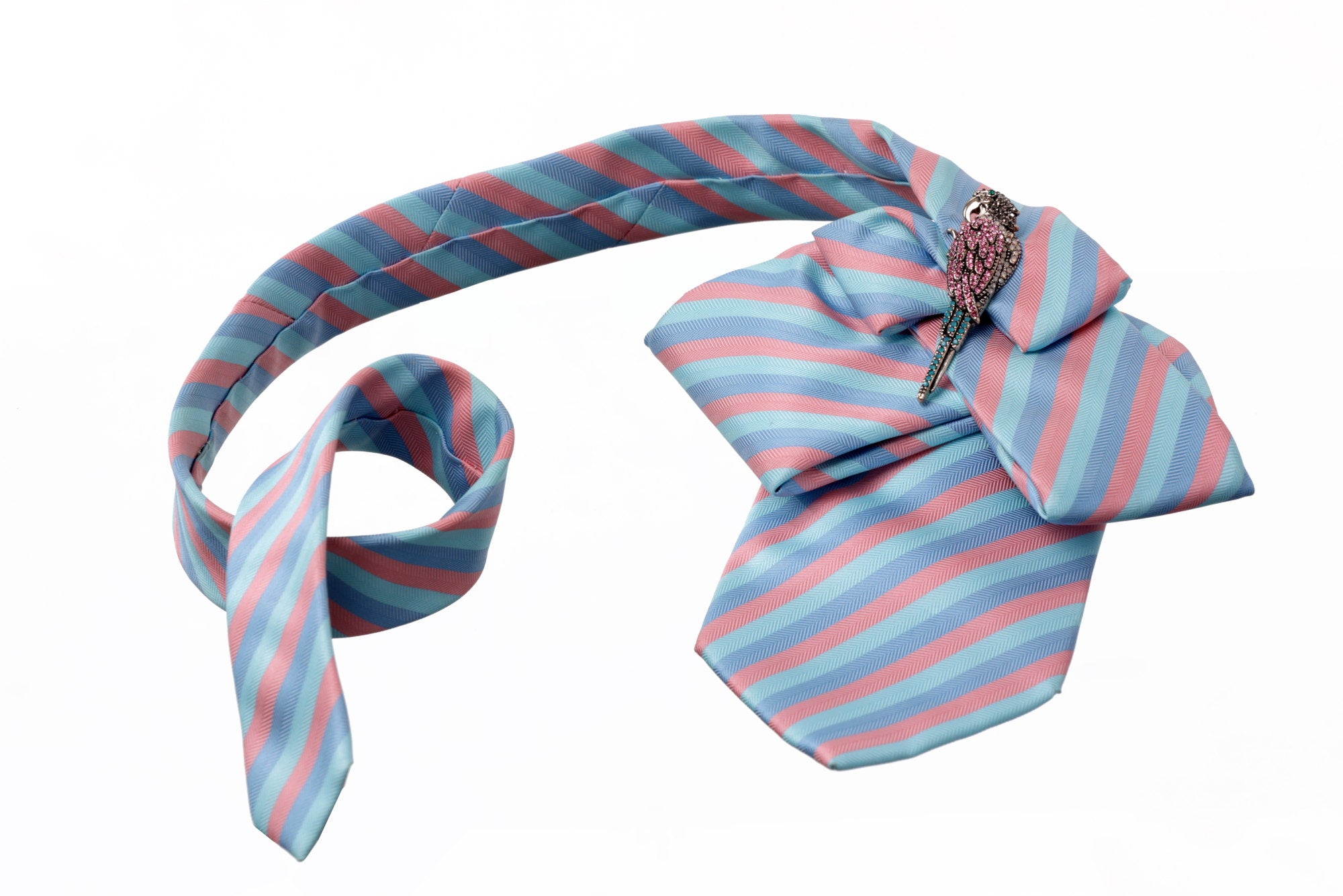 Striped silk tie scarf