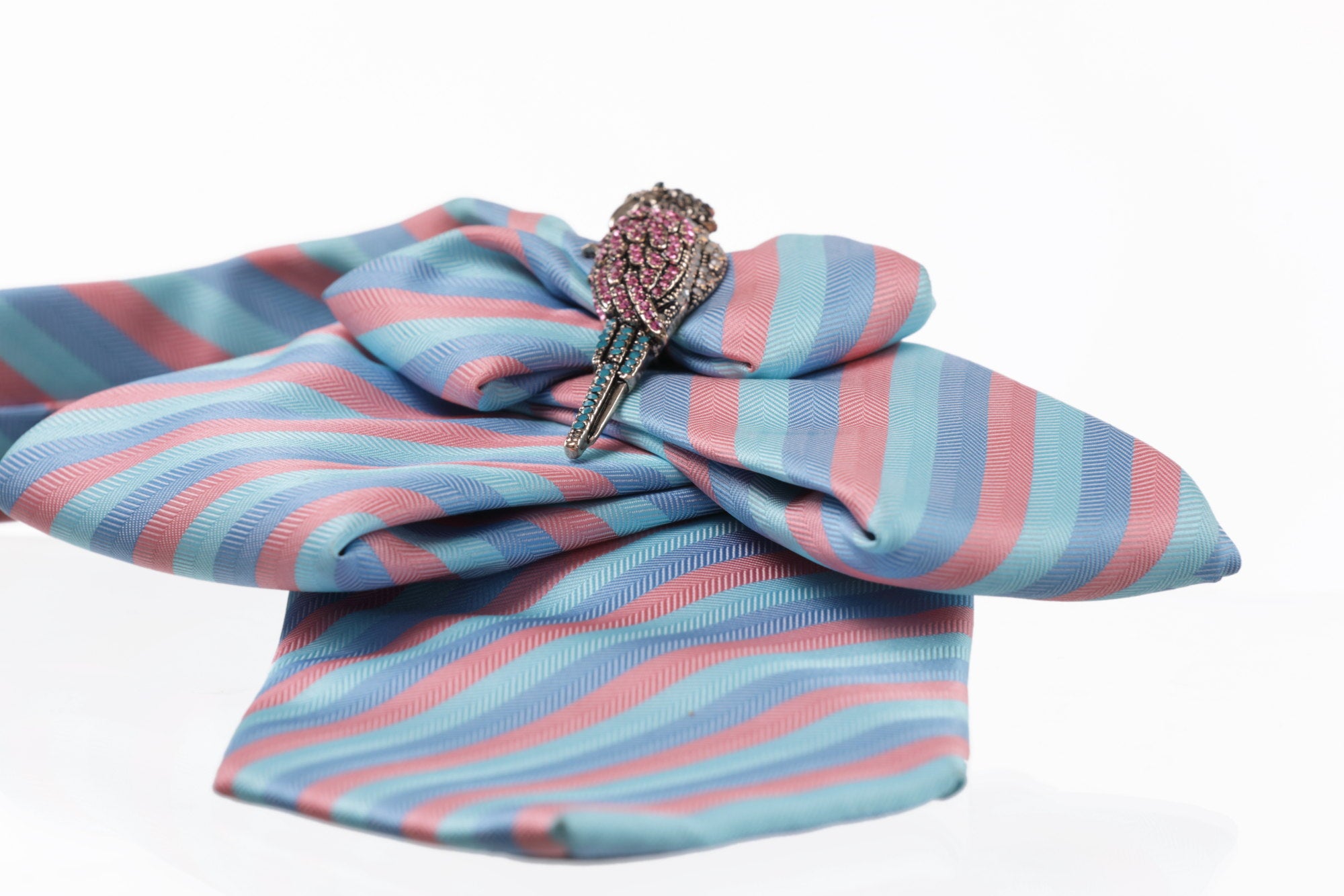 Striped silk tie scarf