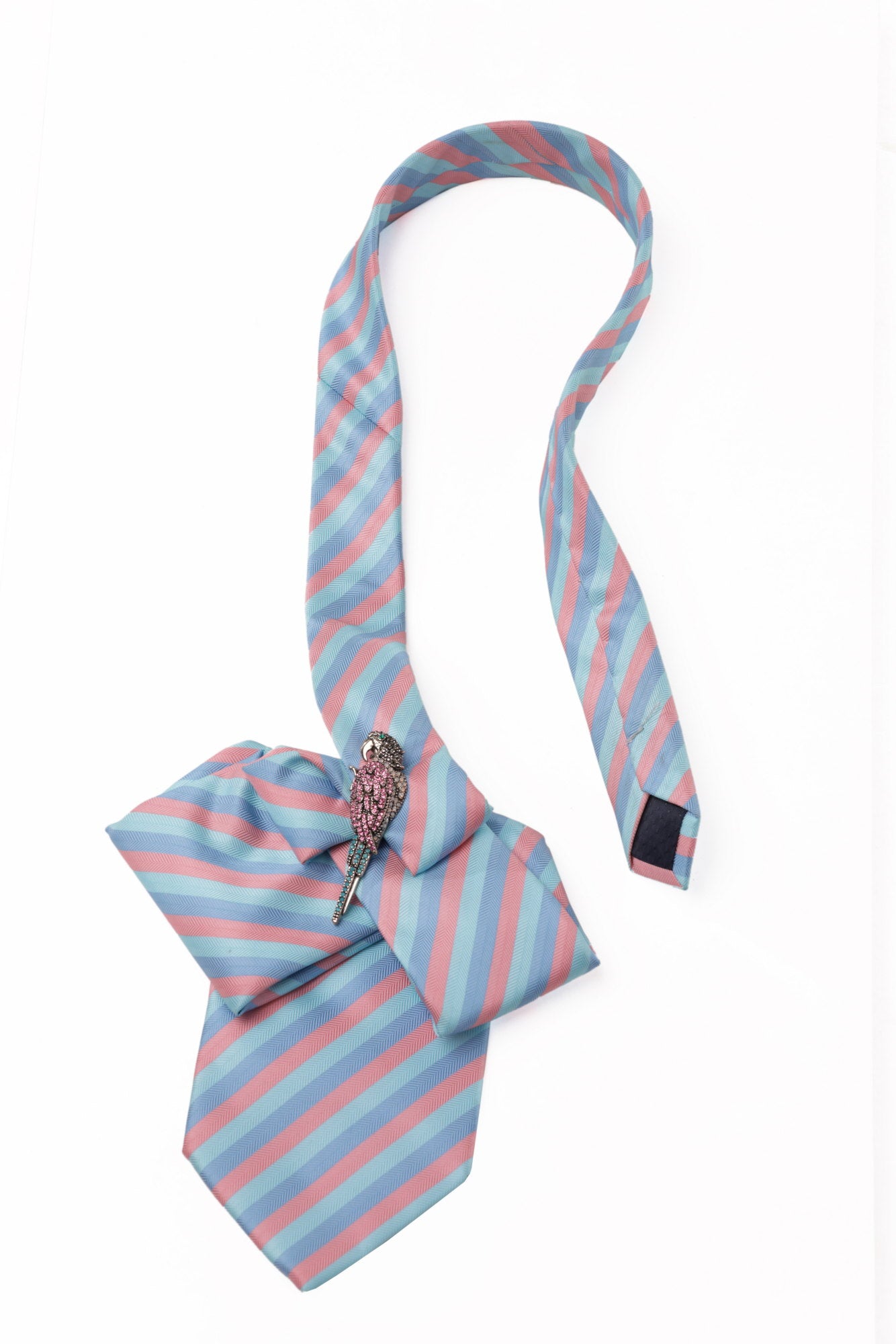 Striped silk tie scarf