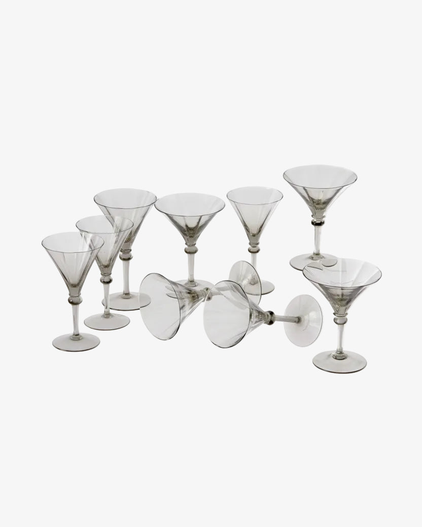 Smoked glass goblet set from the 1930s