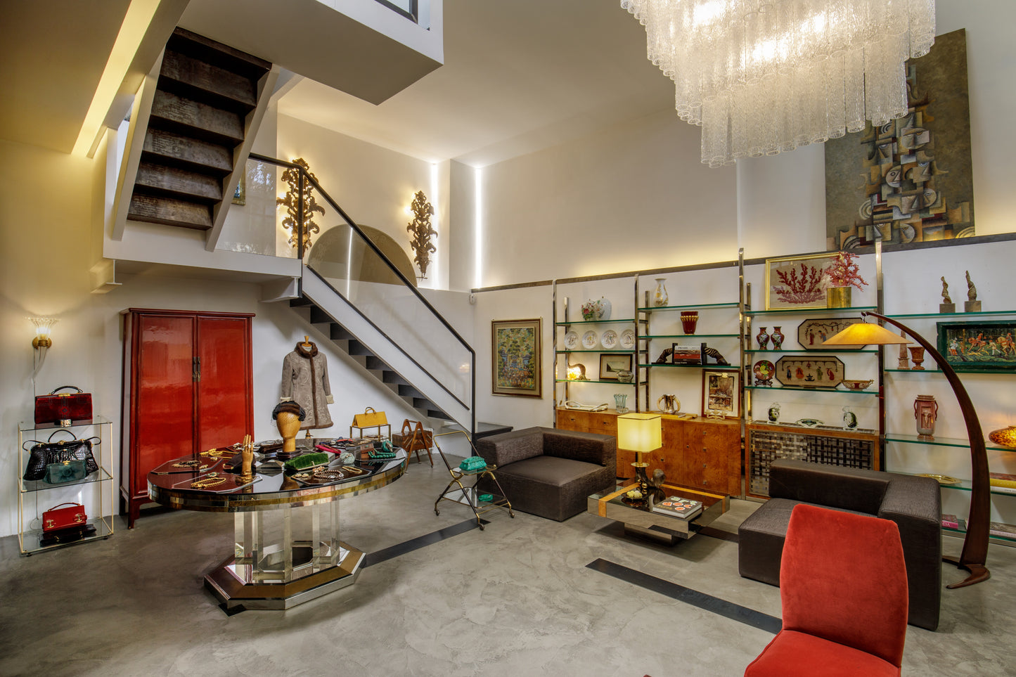 Chinese red lacquered wardrobe
