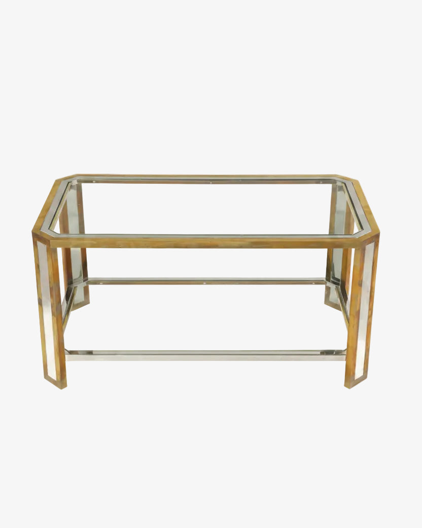Brass living room table with steel inserts from the 70s