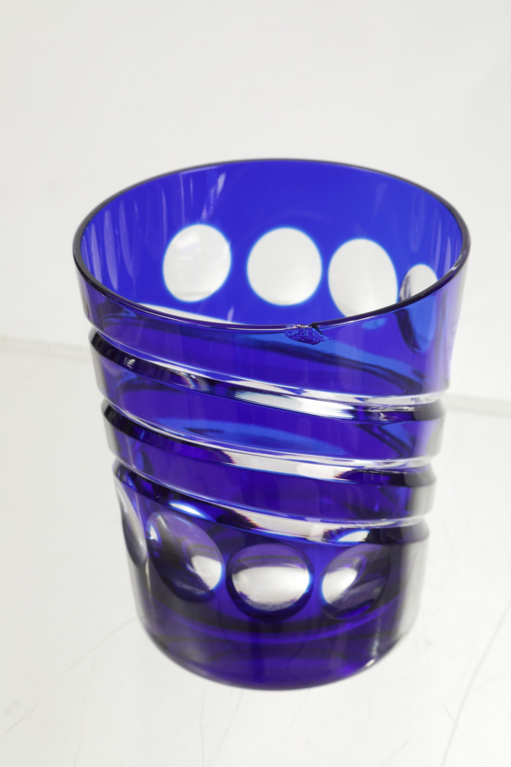 Set of 6 glasses in blue Bohemia crystal