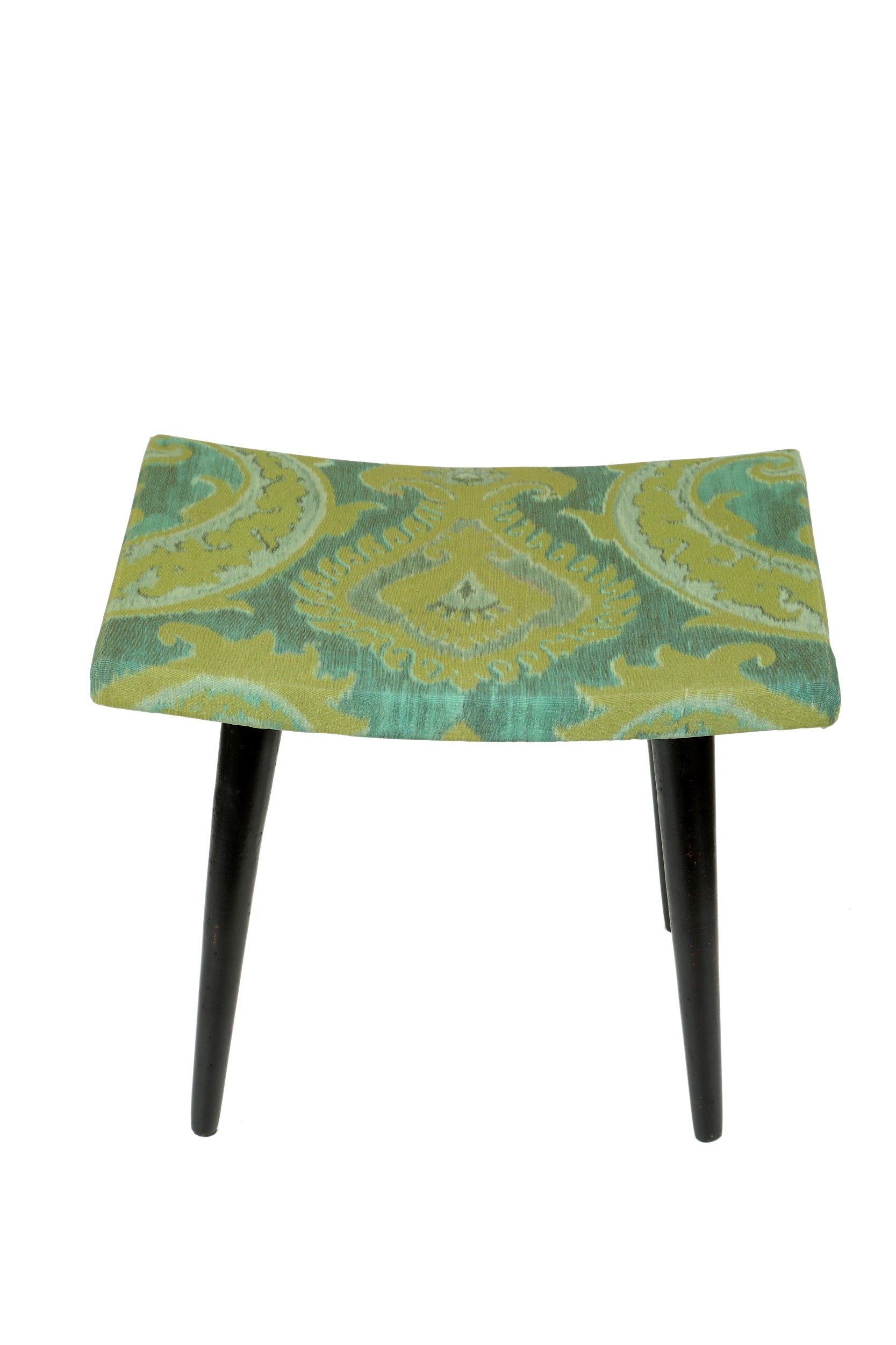 Pair of small 1960s damask fabric benches