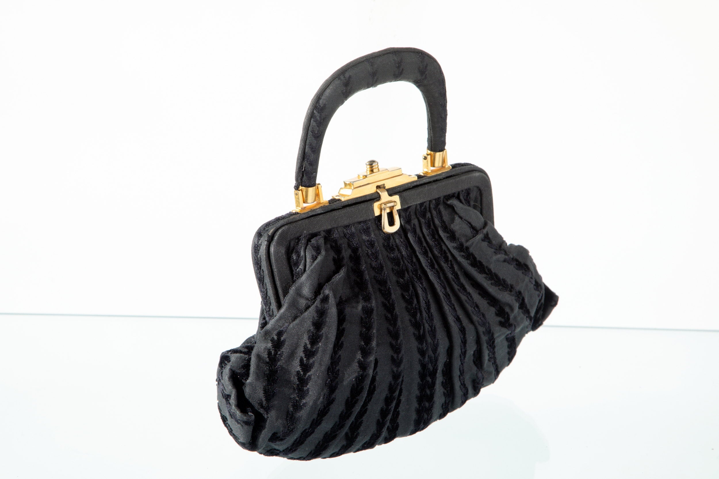Roberta Di Camerino black dévoré velvet handbag