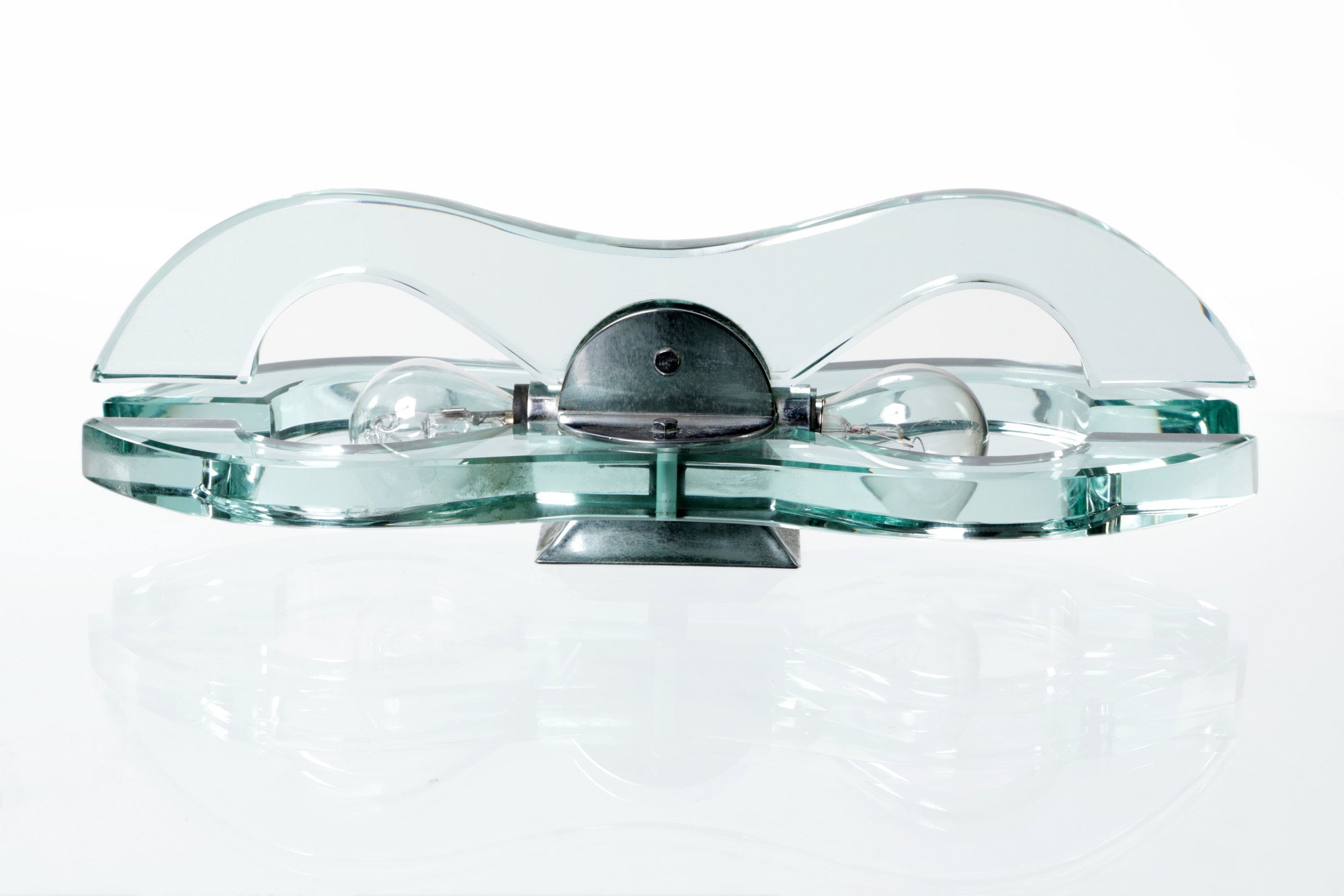 Pair of glass and steel sconces from the 70s
