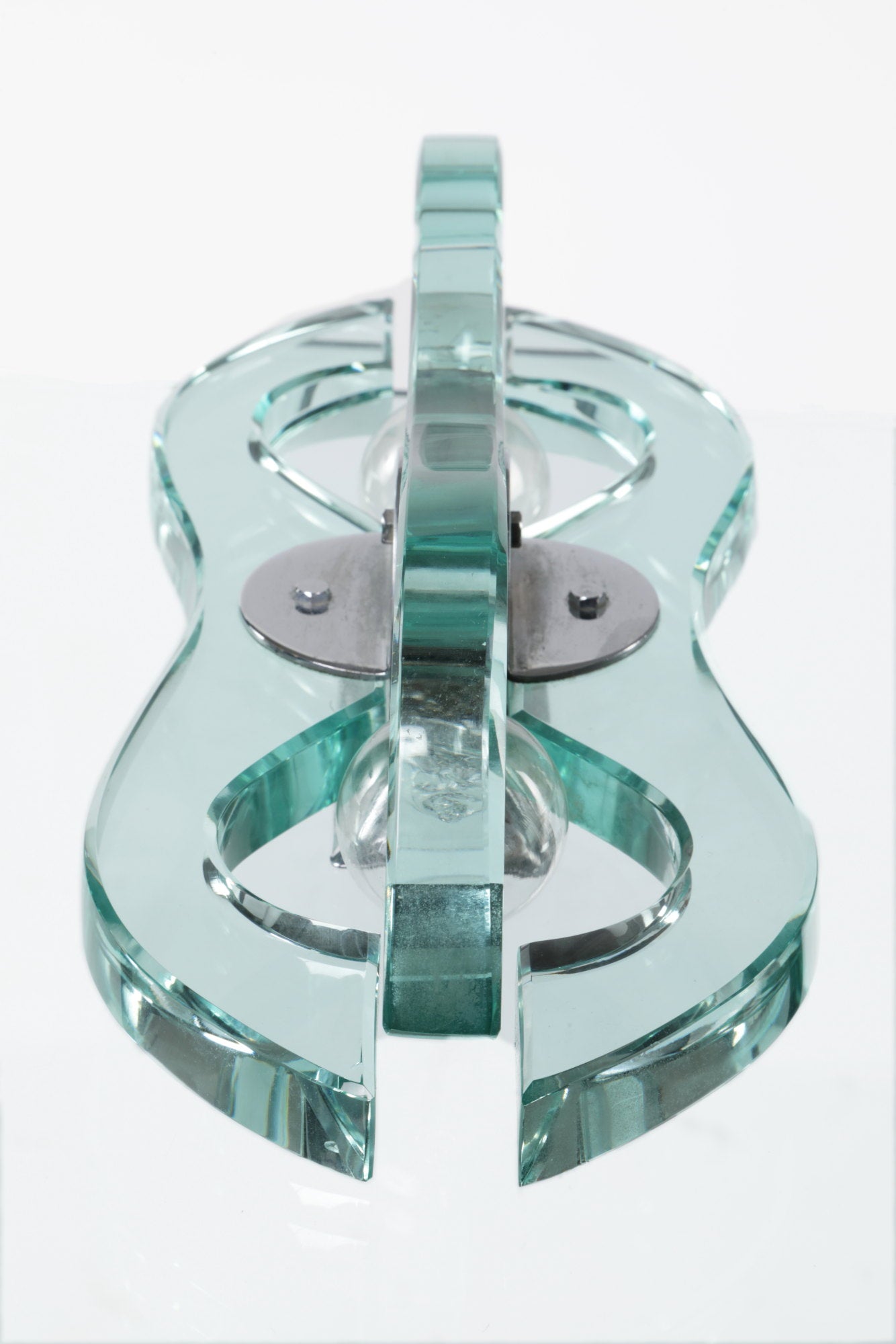 Pair of glass and steel sconces from the 70s