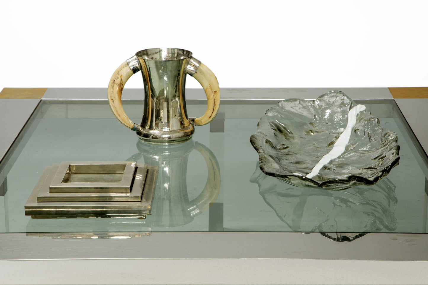 Vaso Serra Silver plated e corno anni 70