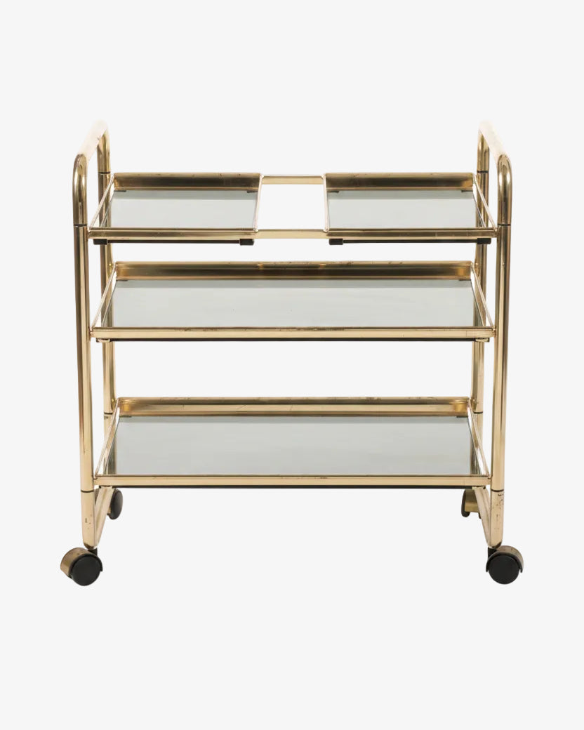 Brass trolley with removable trays 70s