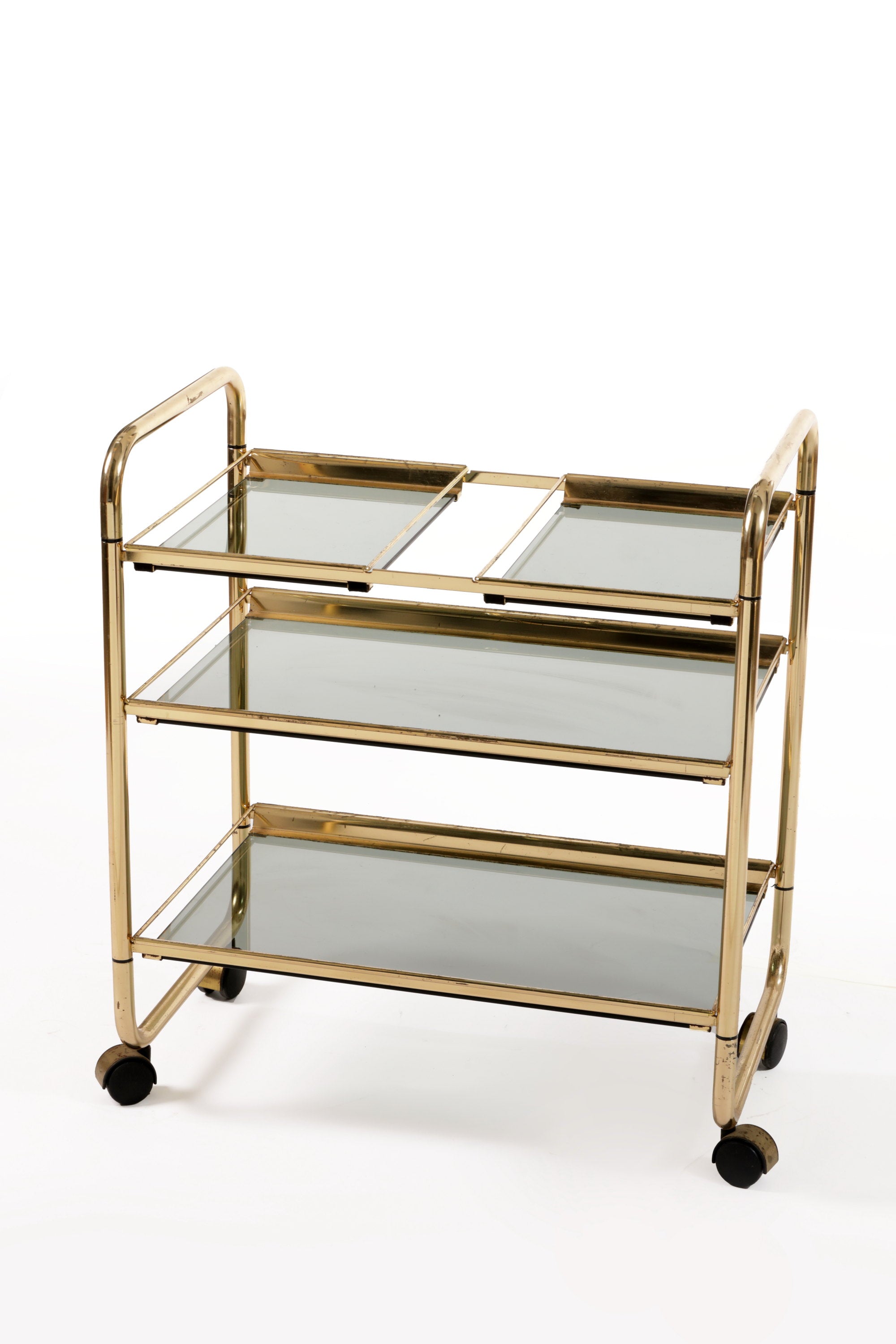 Brass trolley with removable trays 70s
