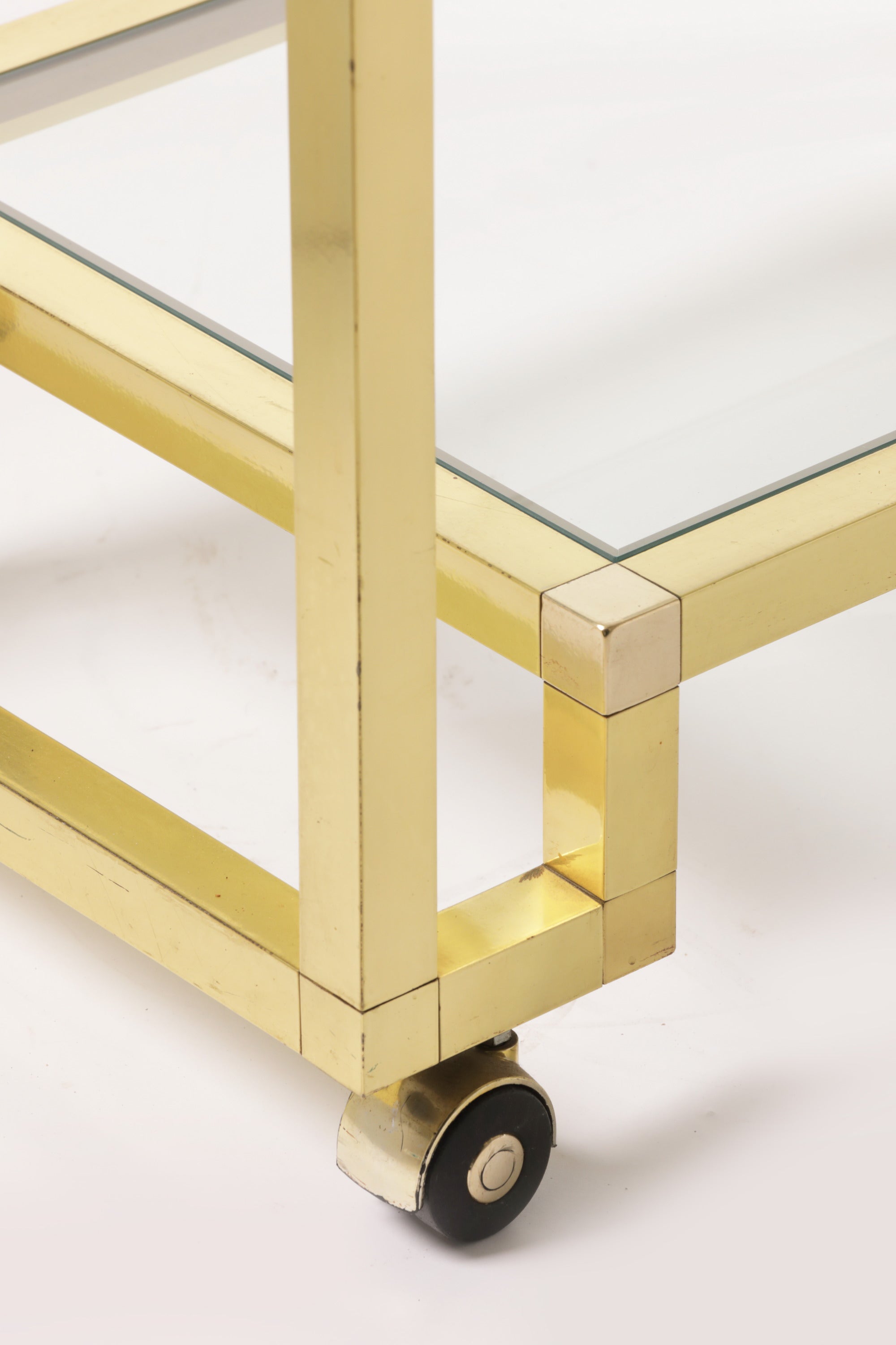 70's brass trolley with three shelves
