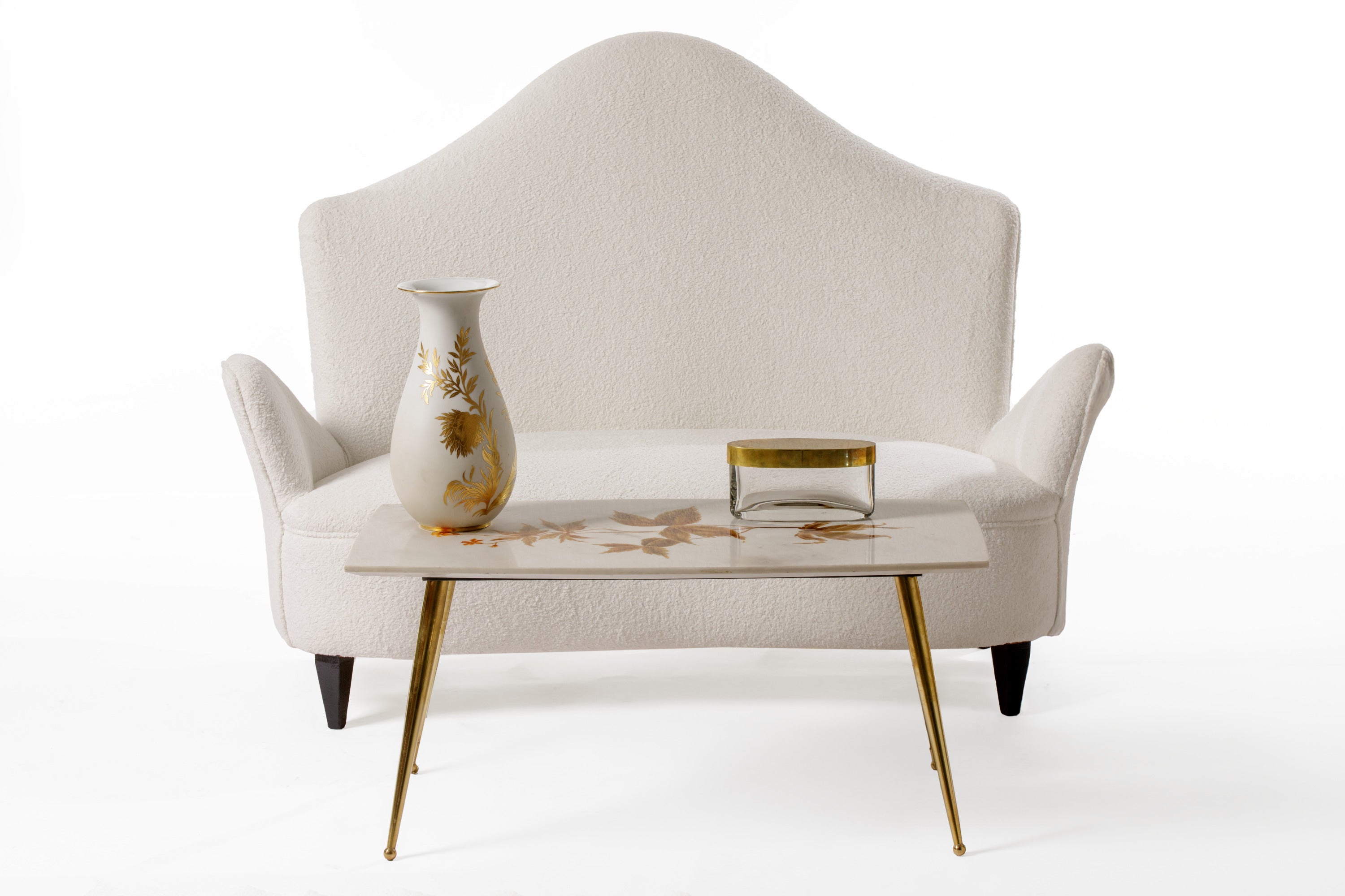 Two-seater bouclé sofa from the 60s