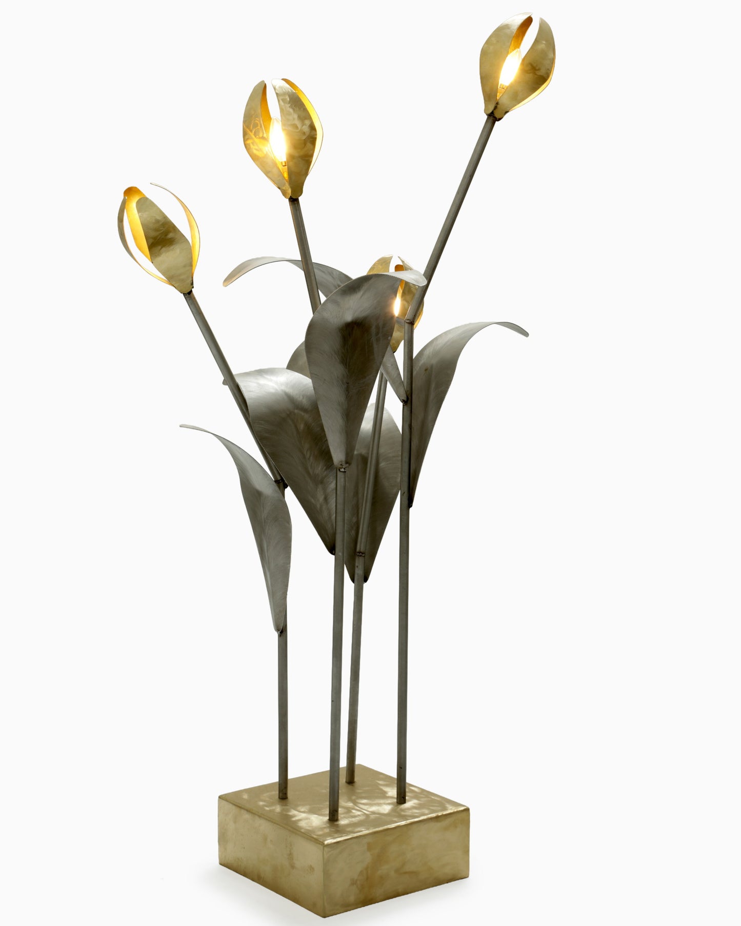 Lampada ottone e acciaio spazzolato anni 70